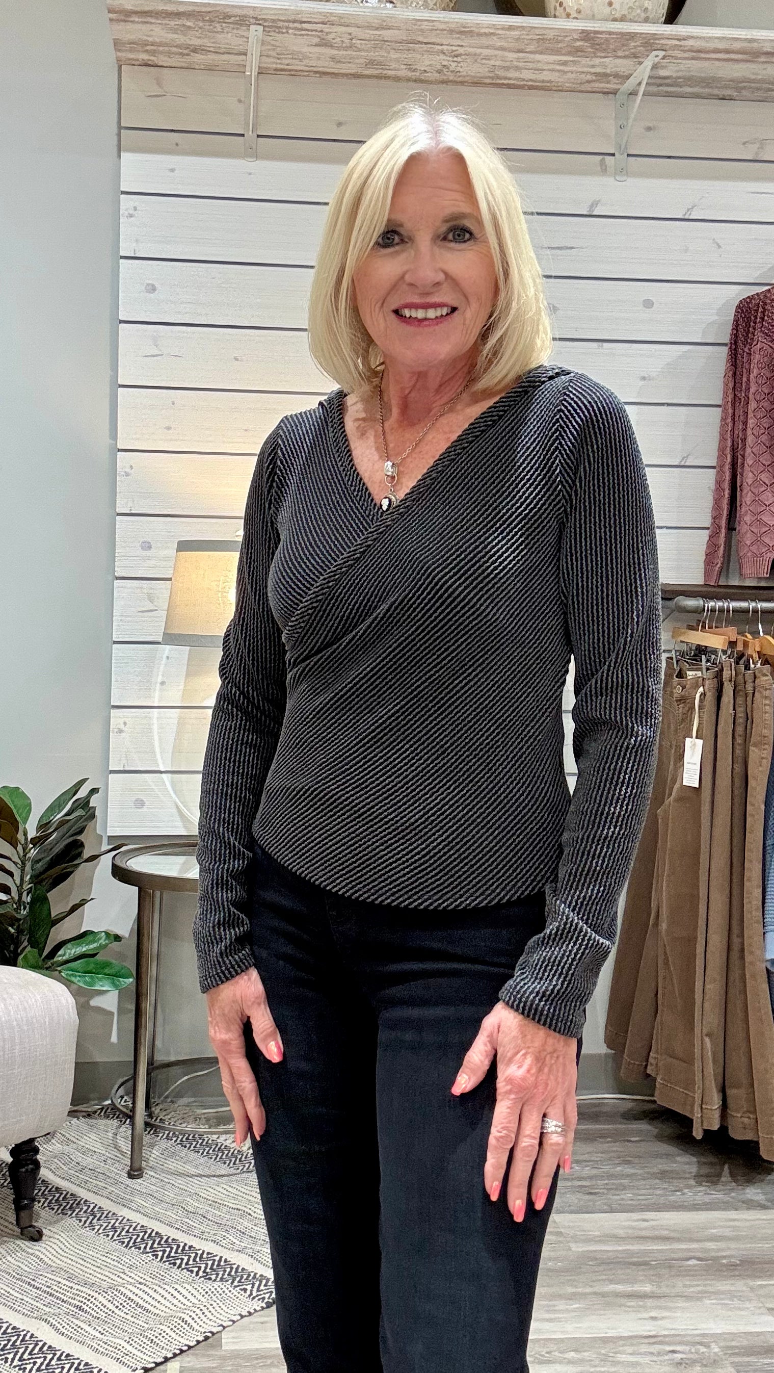 Urban Ribbed Danielle Top Kylie Paige- charcoal