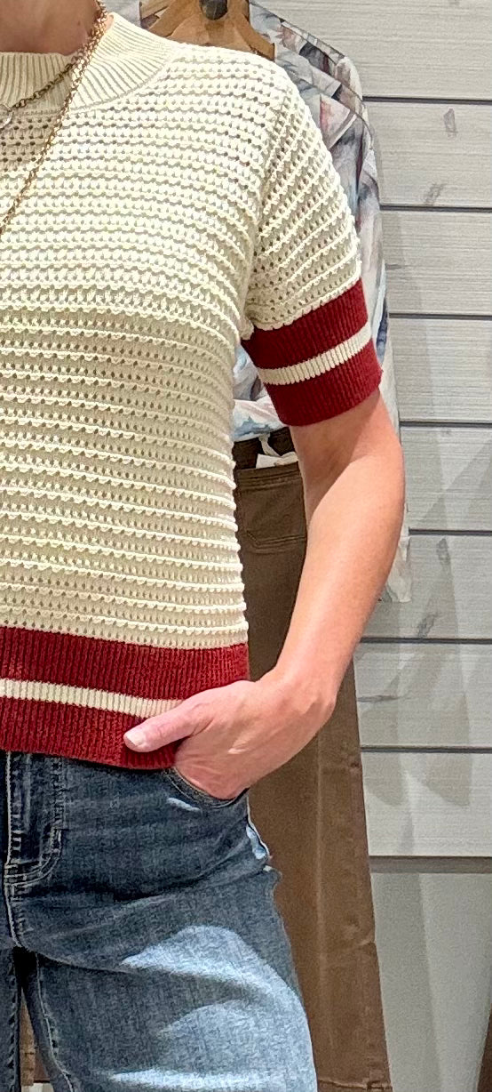 ZYLA-Pullover Ringer Sleeve Sweater