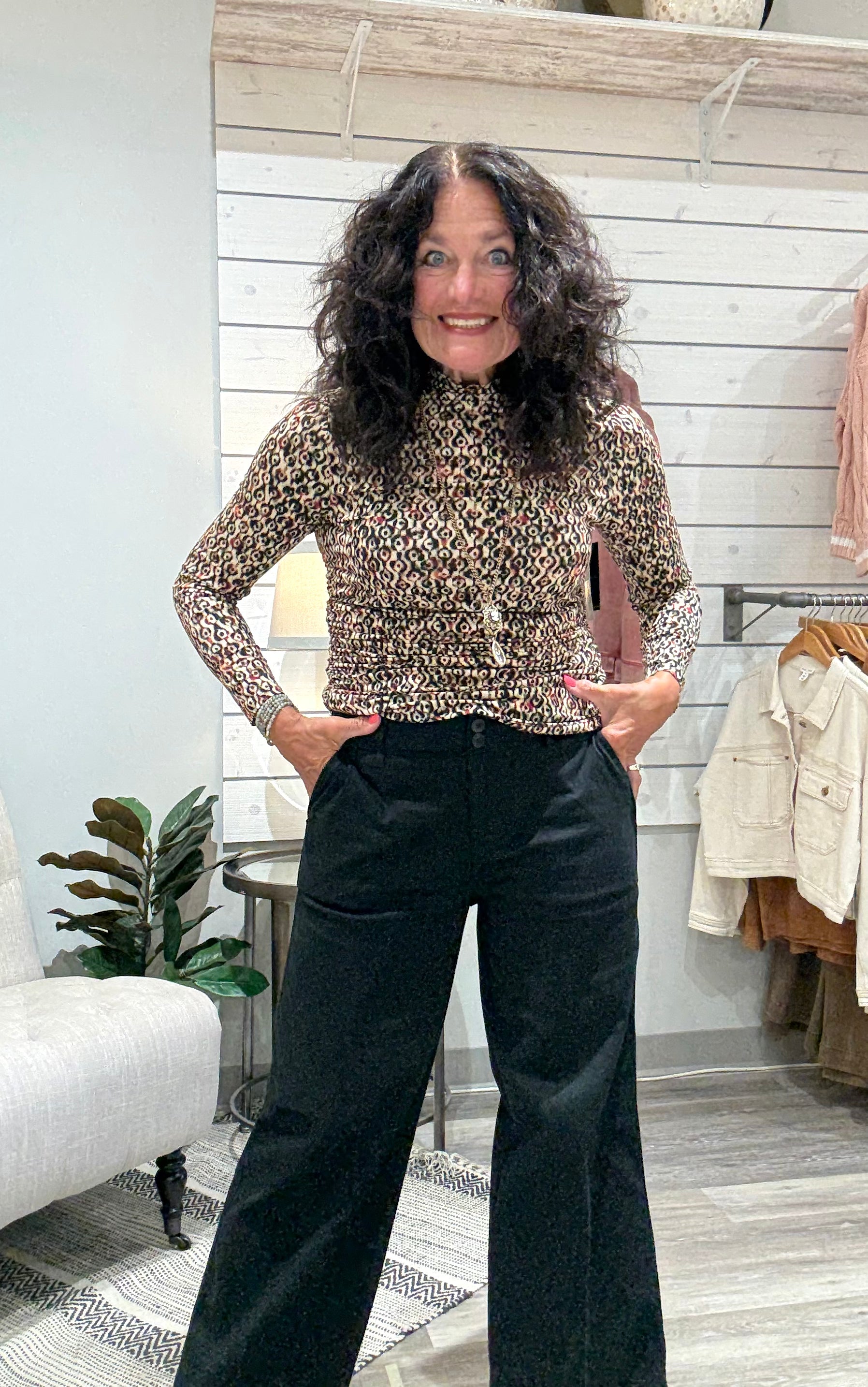 High Rise Cinch Waist Wide Leg Bottom