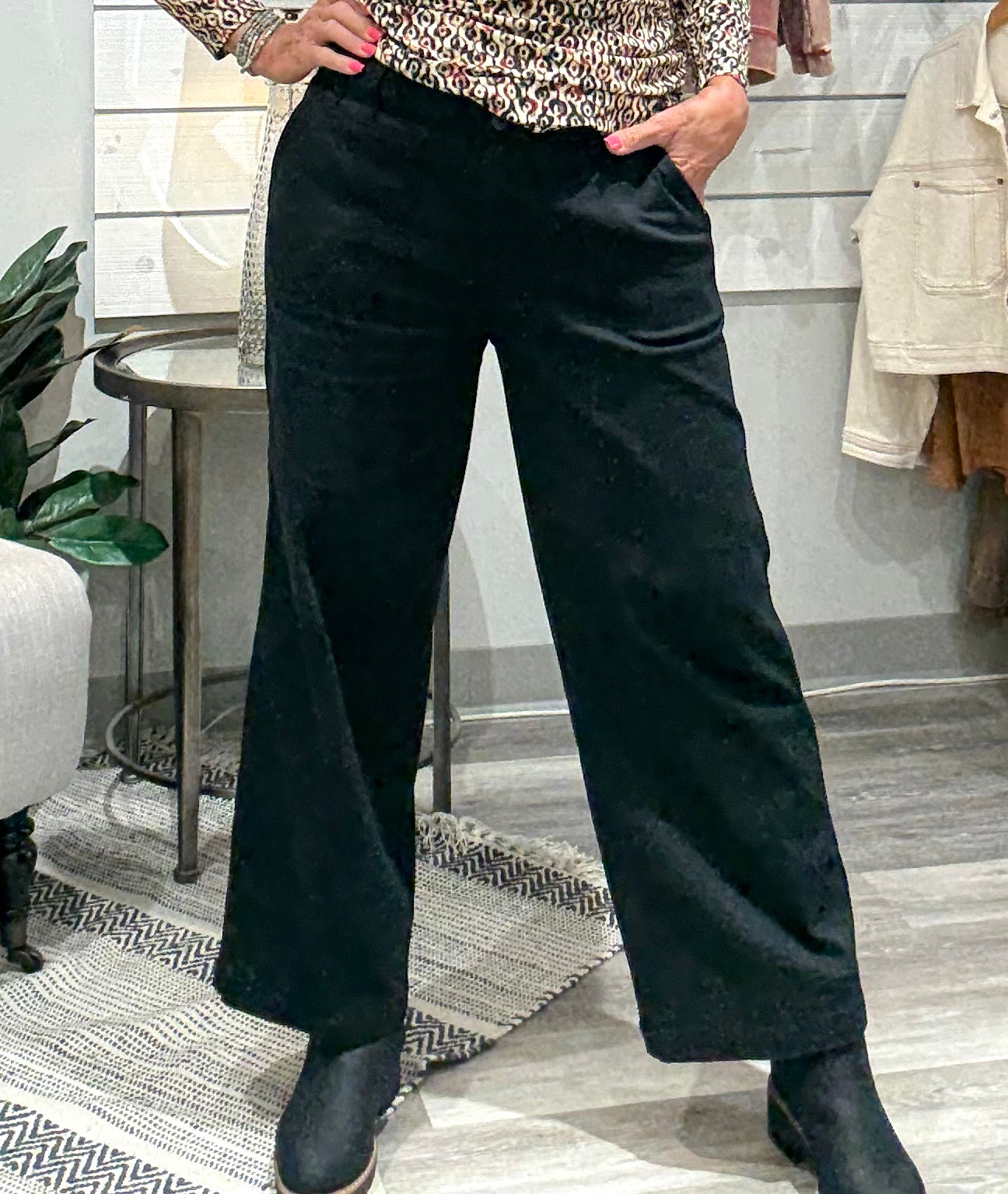 High Rise Cinch Waist Wide Leg Bottom