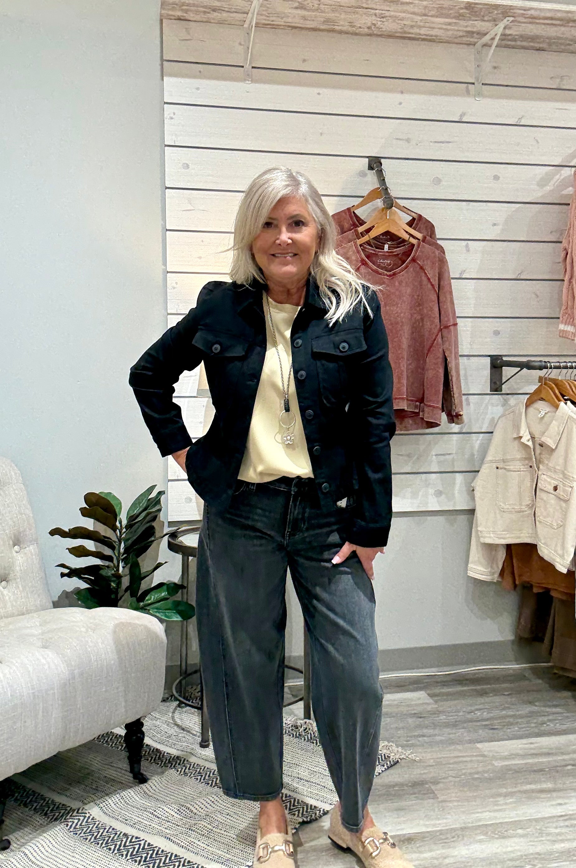 Peplum Hem Trucker Jacket