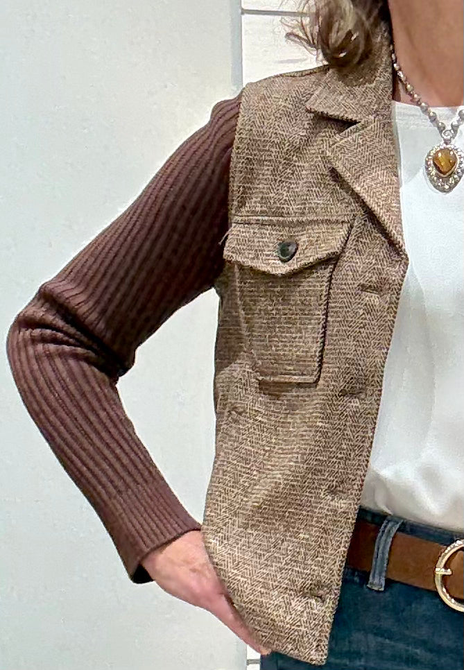 Shacket with Sweater Sleeves