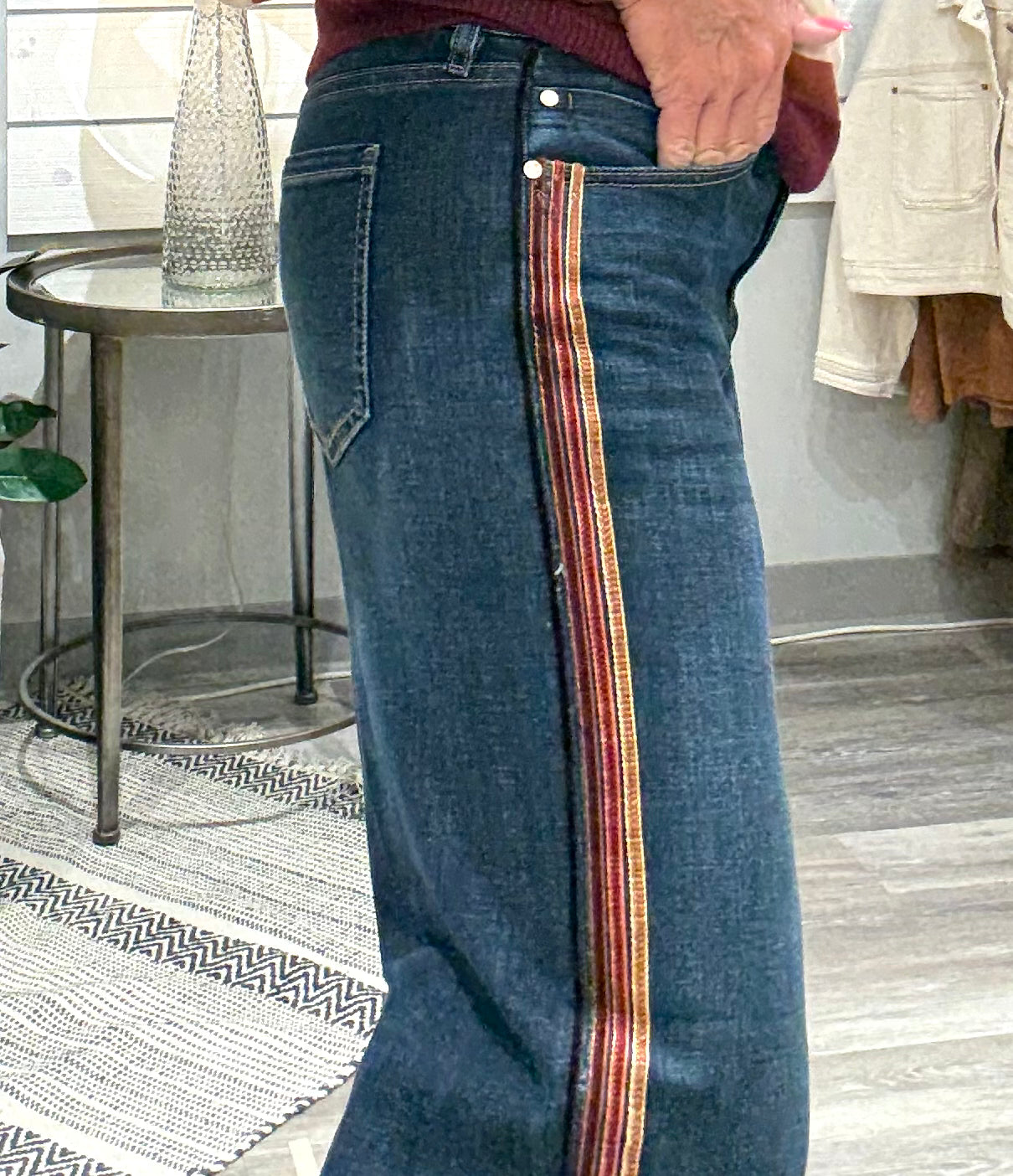 Stride Wide Leg with Velvet Trim Denim
