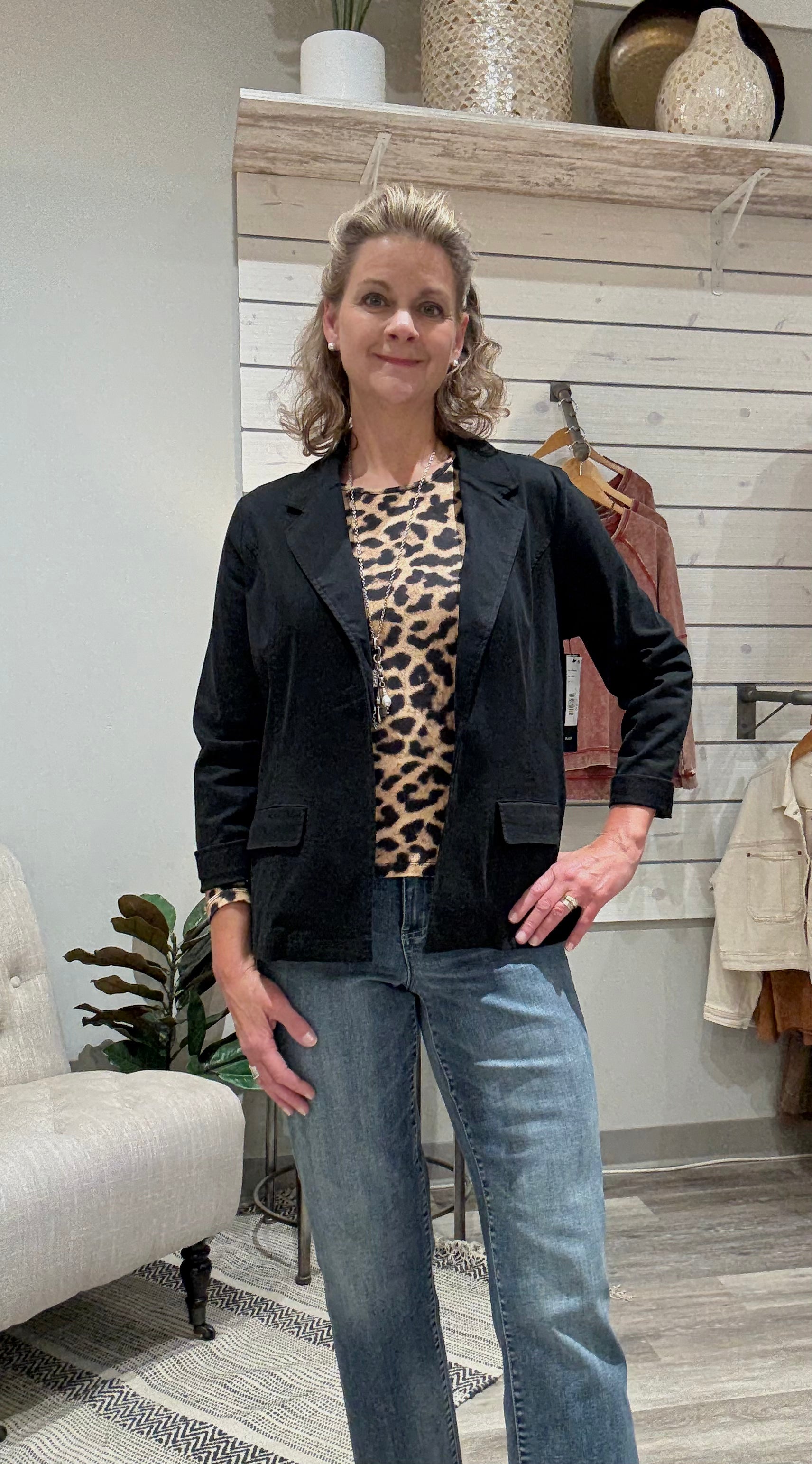 Printed Mesh Blouse