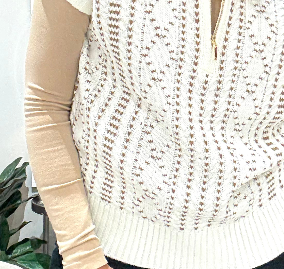 Cap Sleeve Dolman 1/2 Zip Sweater