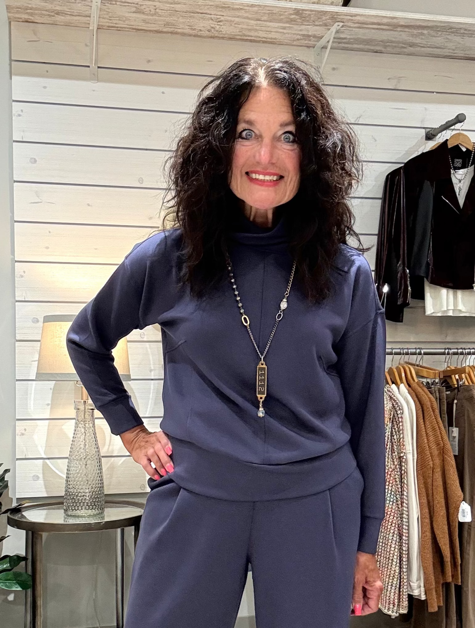 Long Sleeve Funnel Neck Top