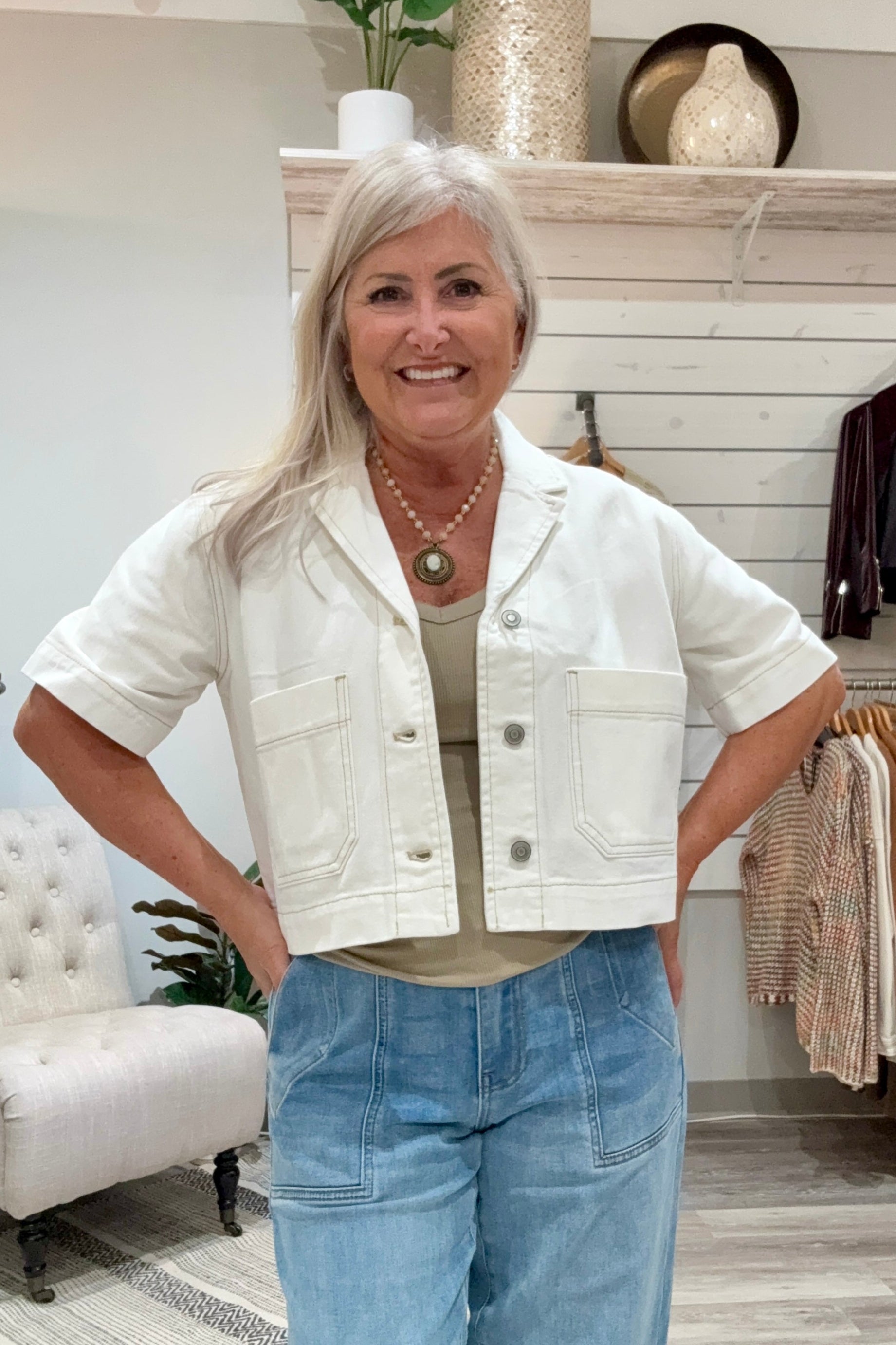 Short Sleeve Button Jacket