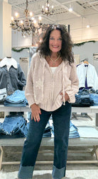 Balloon Sleeve Knit Zip Up Jacket with Hood