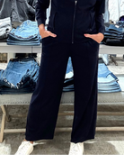 Wide Leg Tech Pant- navy