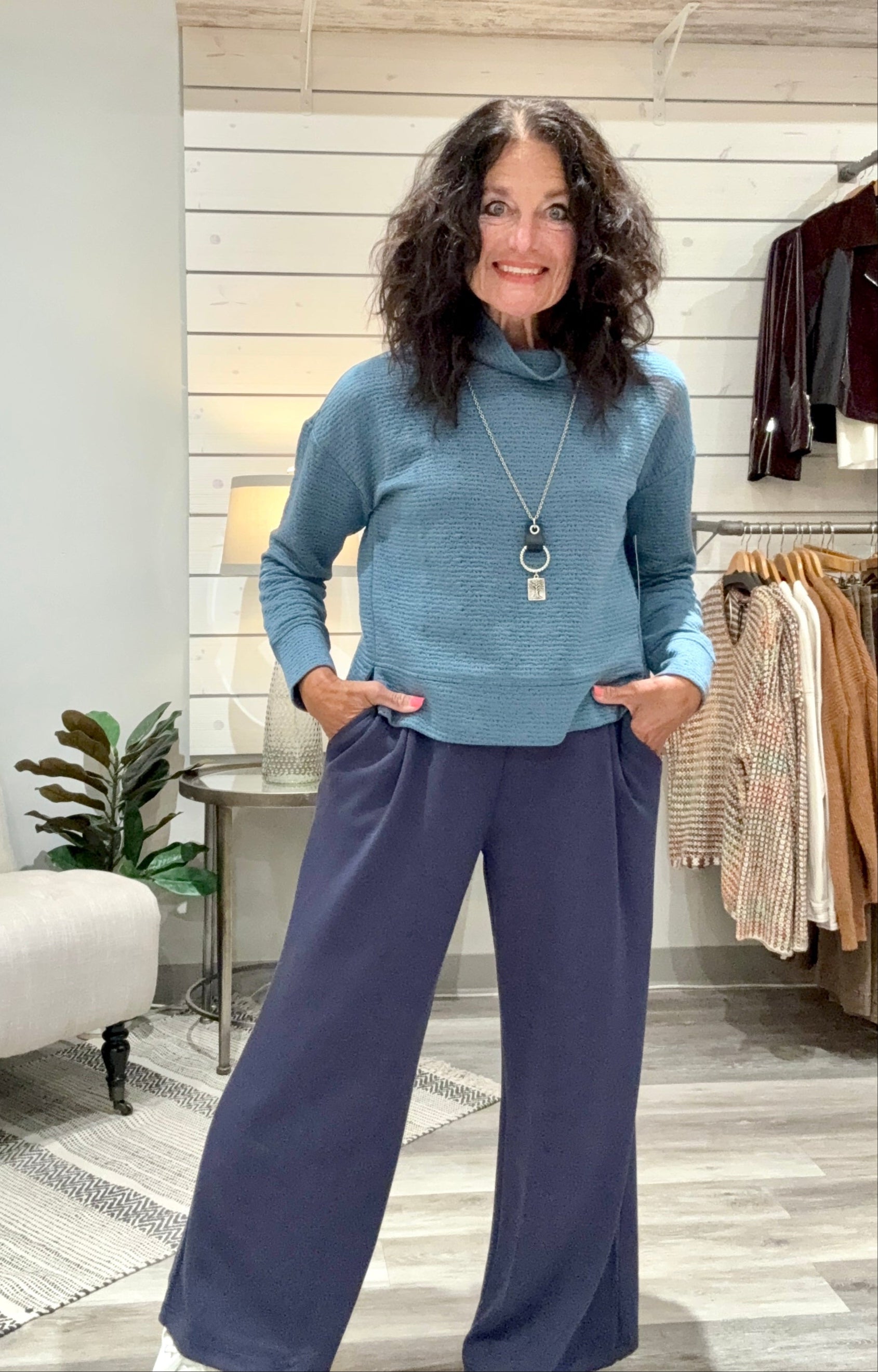 Long Sleeve Funnel Neck Top