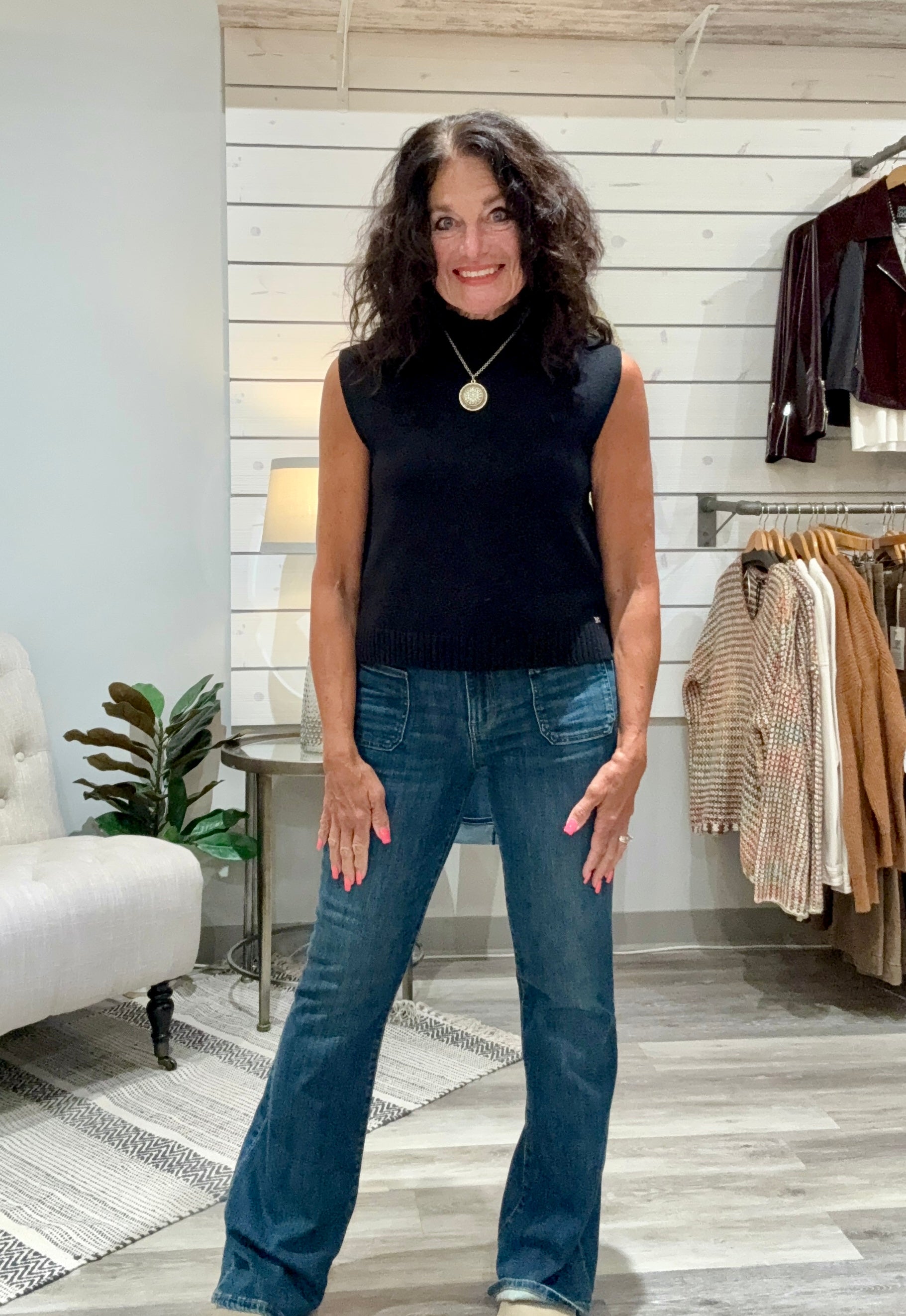 Ana Flare with Patch Pockets Denim