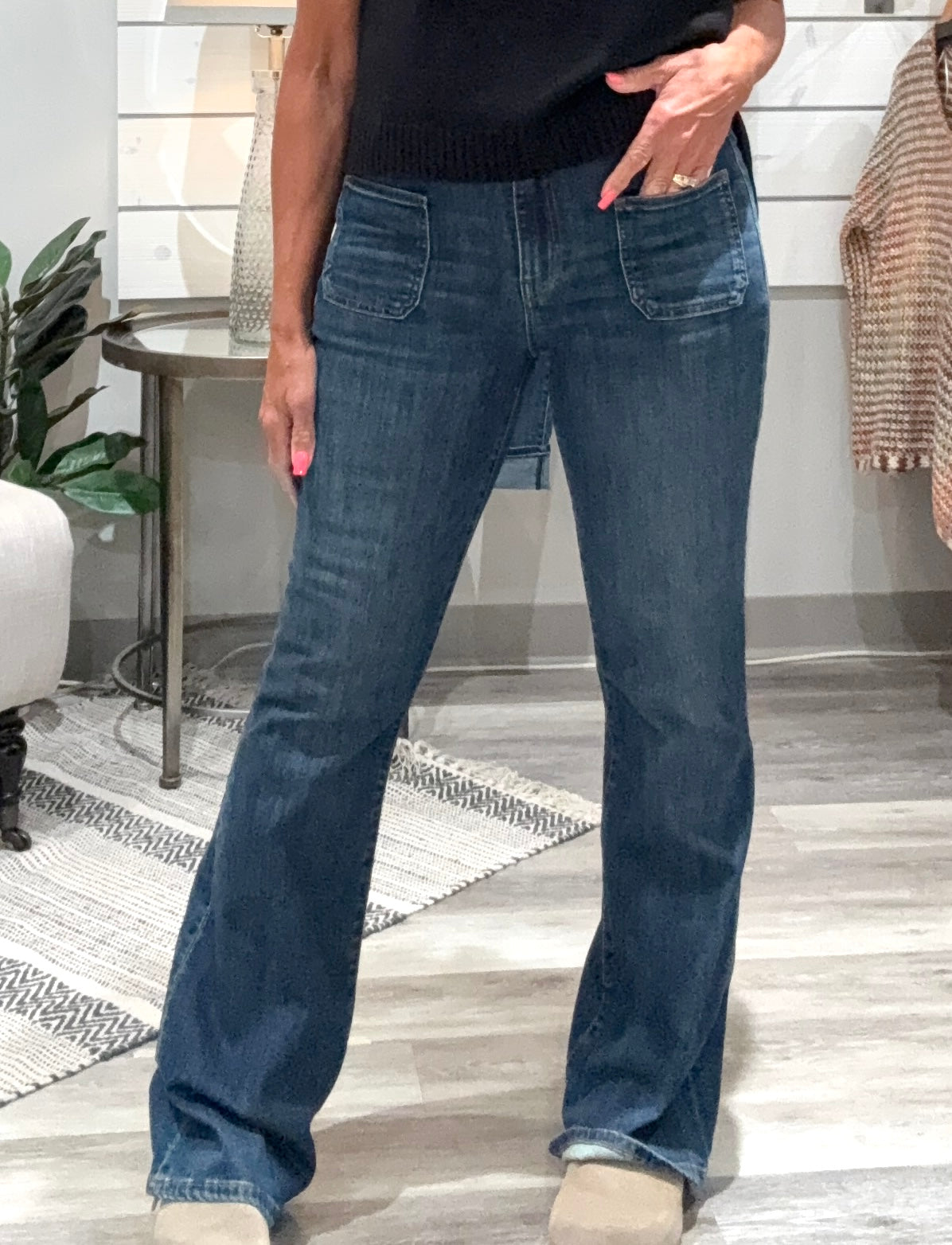 Ana Flare with Patch Pockets Denim