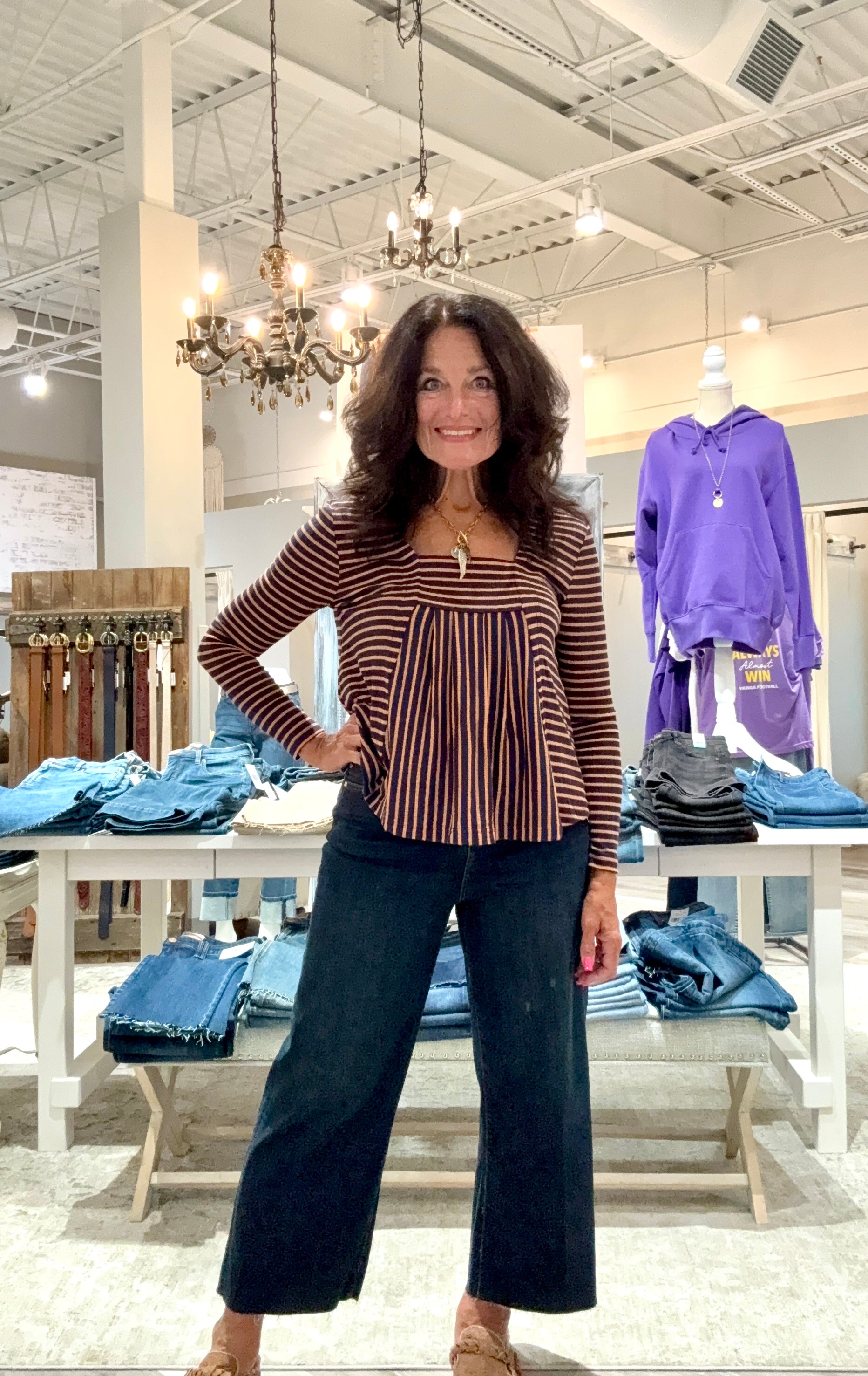 Long Sleeve Square Neck Knit Top