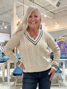 Stripe Detail Cricket Sweater