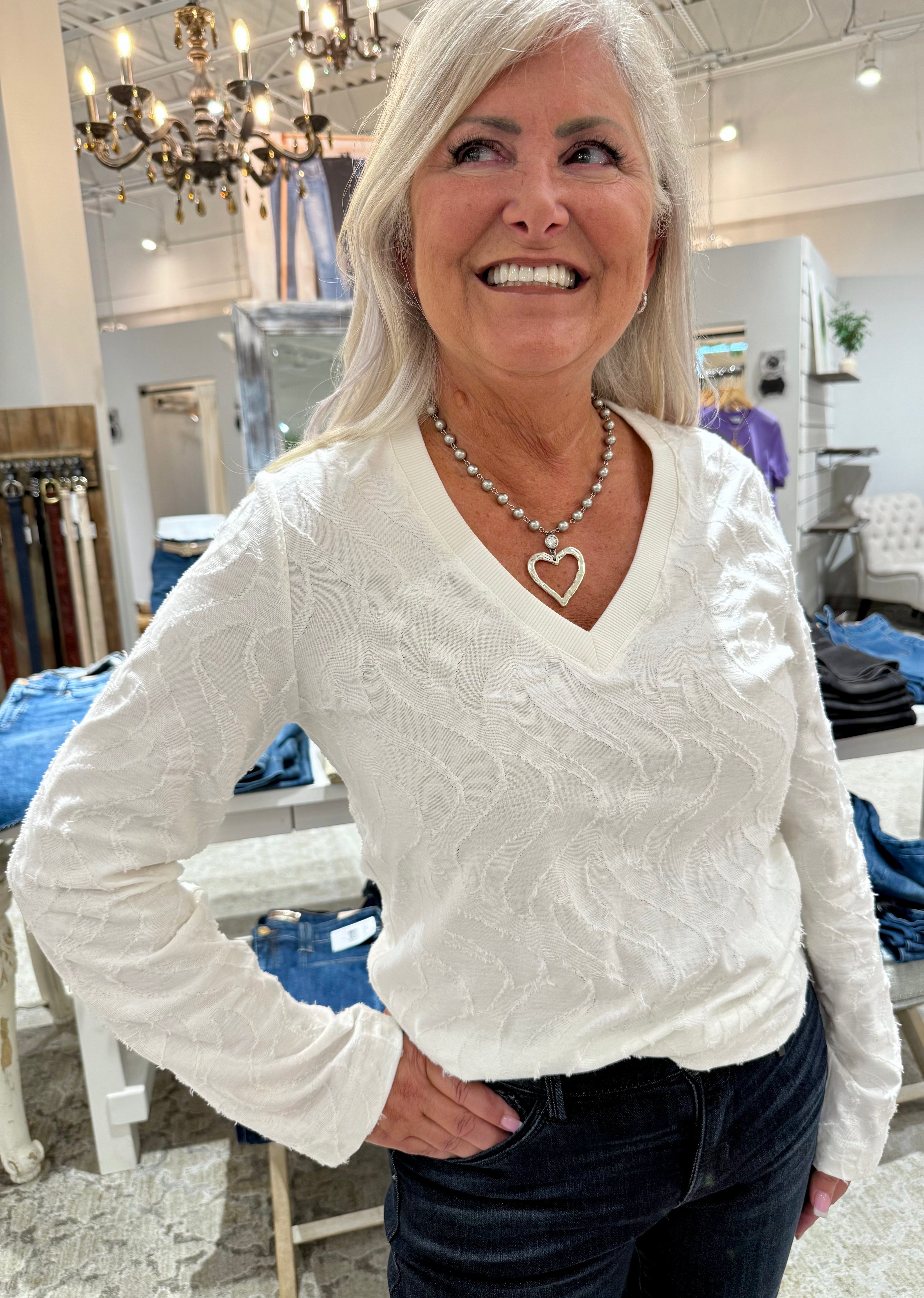 Long Sleeve V-Neck Top