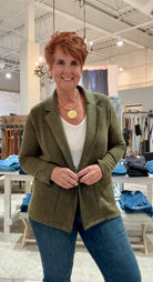 Brushed Front Pocket Jacket- olive