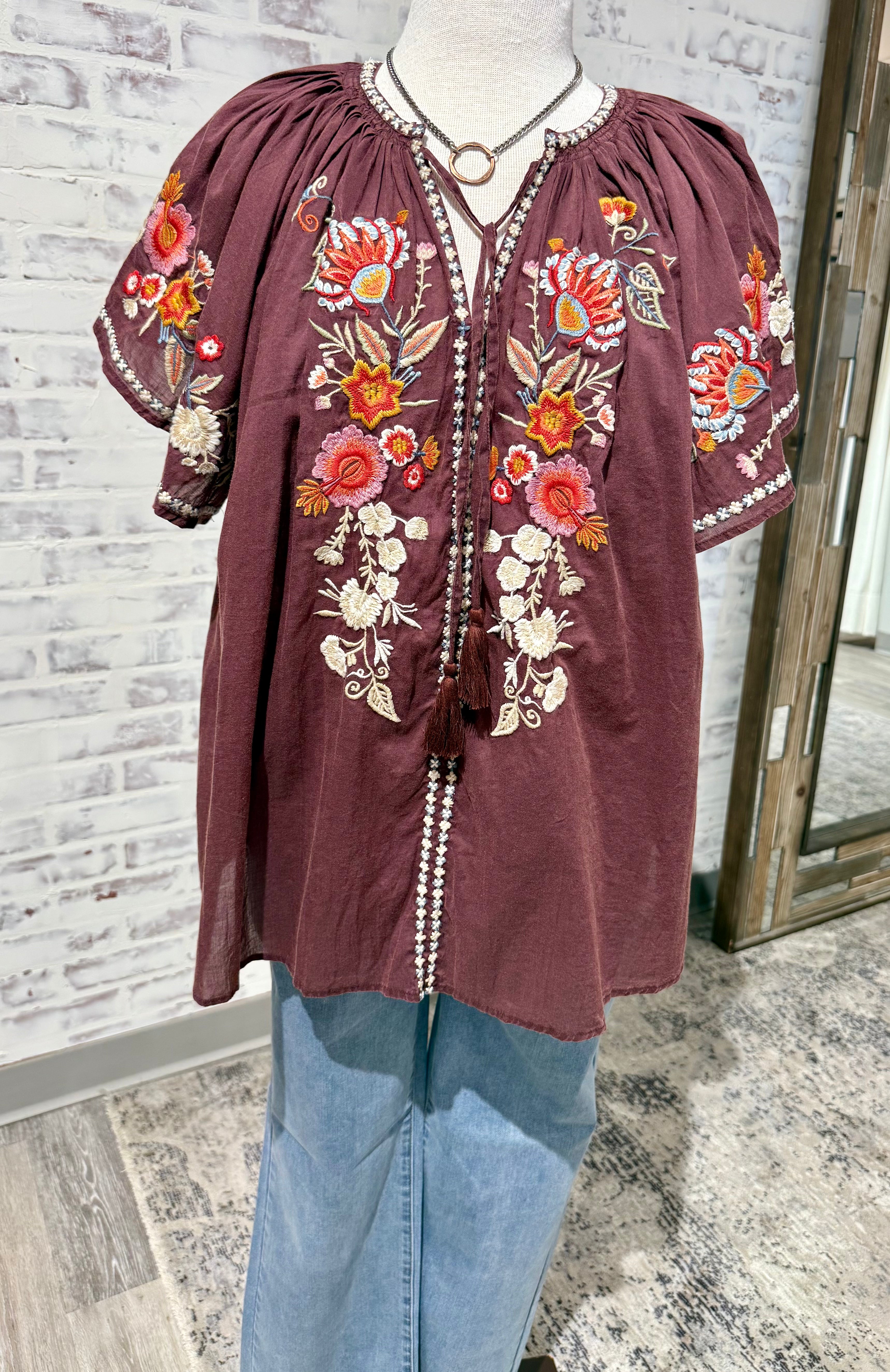 Caite & Kyla Oxblood Kiora Blouse