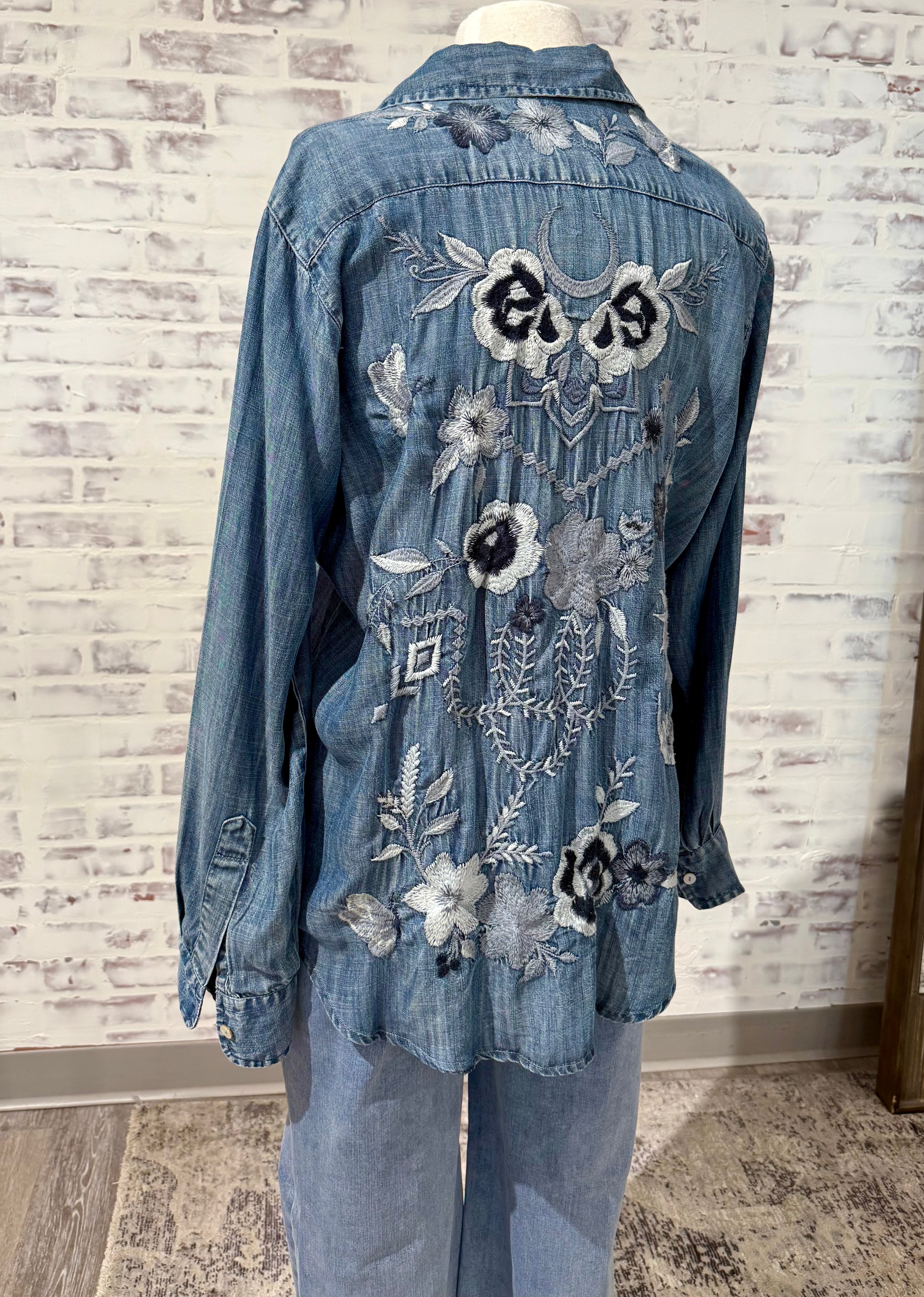 Caite Kyla Amara Denim Shirt- detail on back