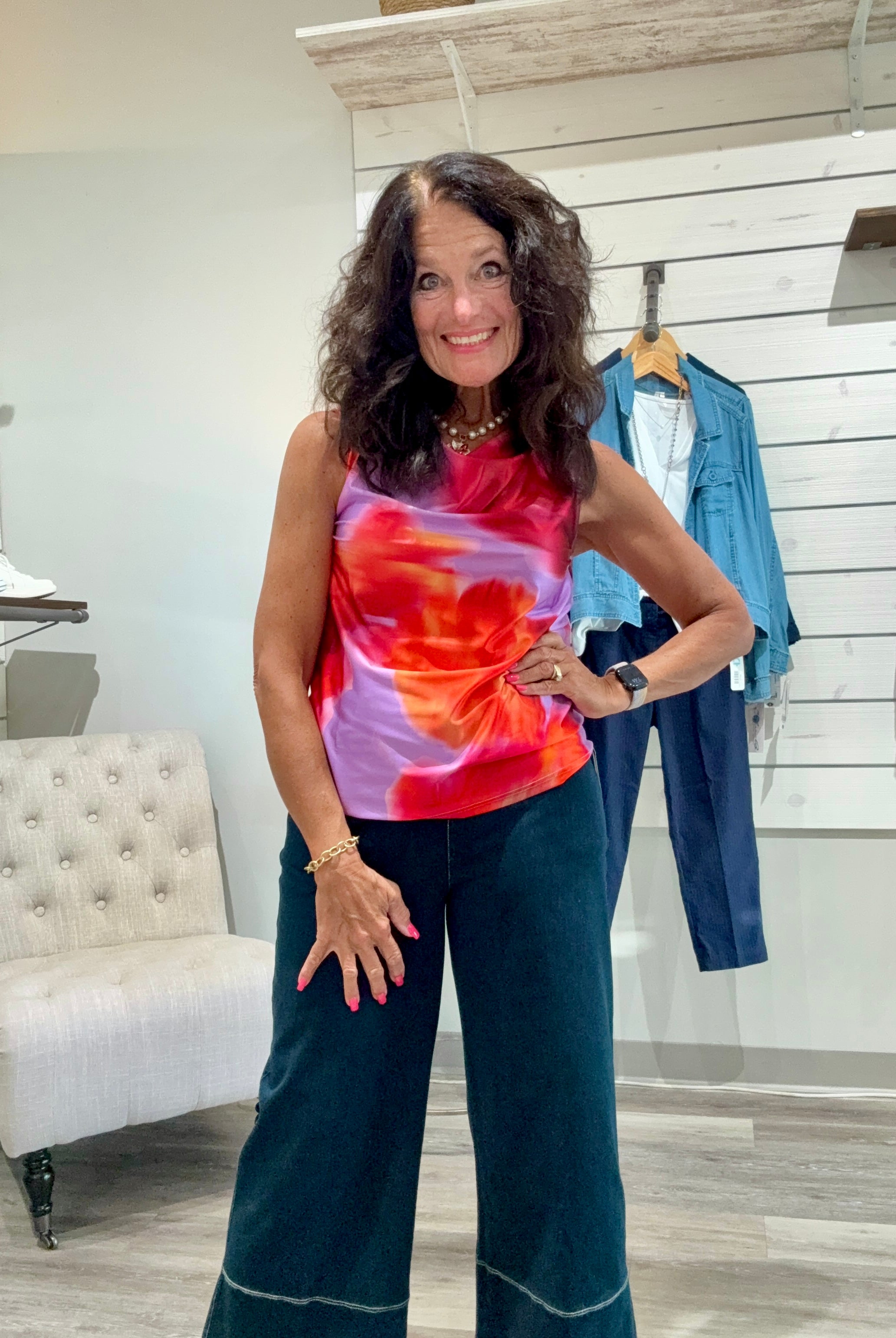 Rosario Draped Printed Stretchy Satin