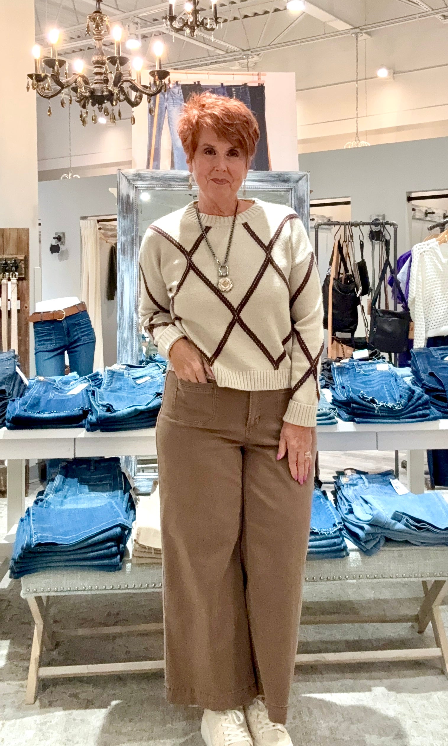 Cropped Patch Pocket Flare Colored Twill Pants
