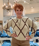 Diamond Patterned Pullover Knit Sweater