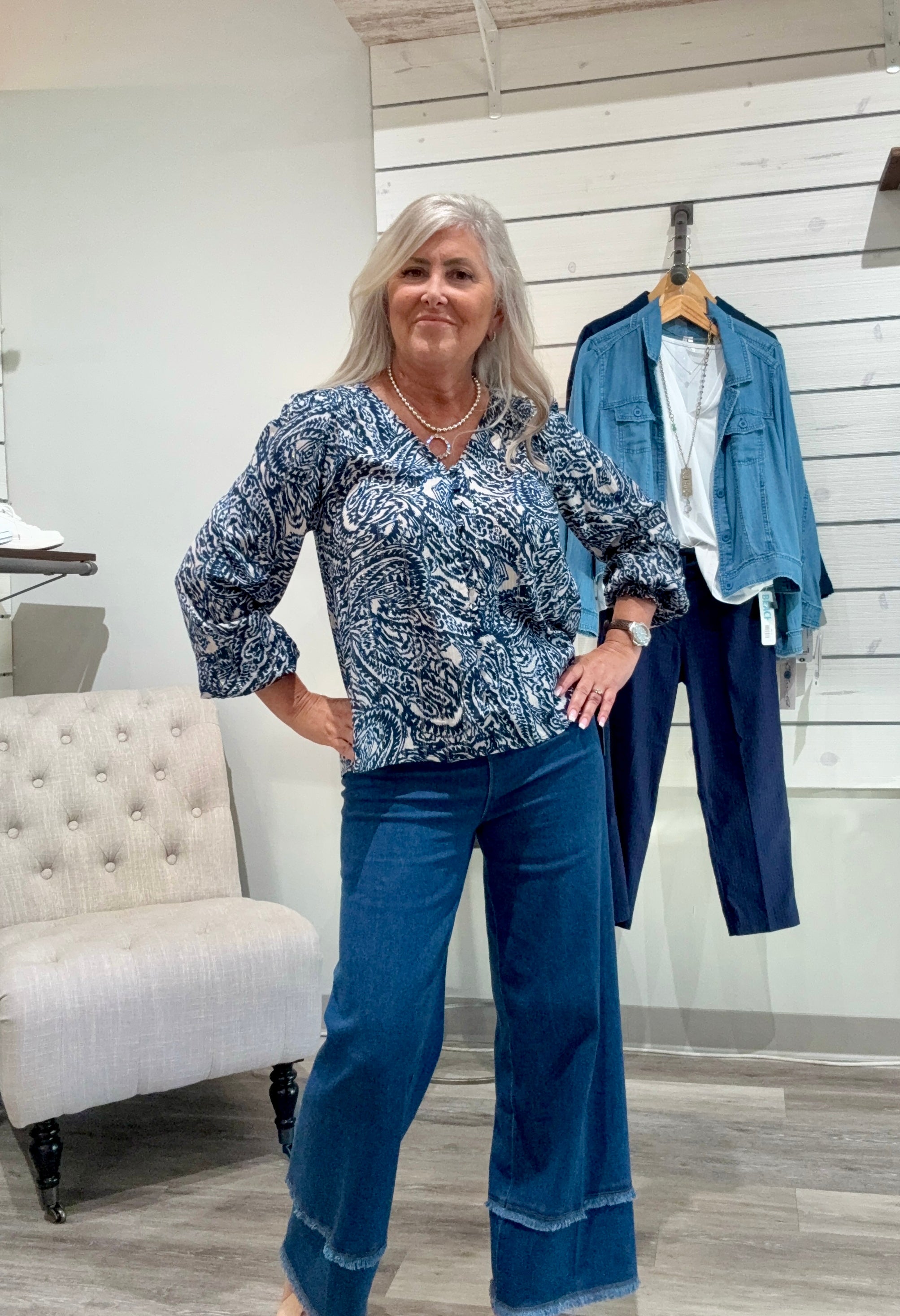 All Over Paisley Smock Detail Blouse