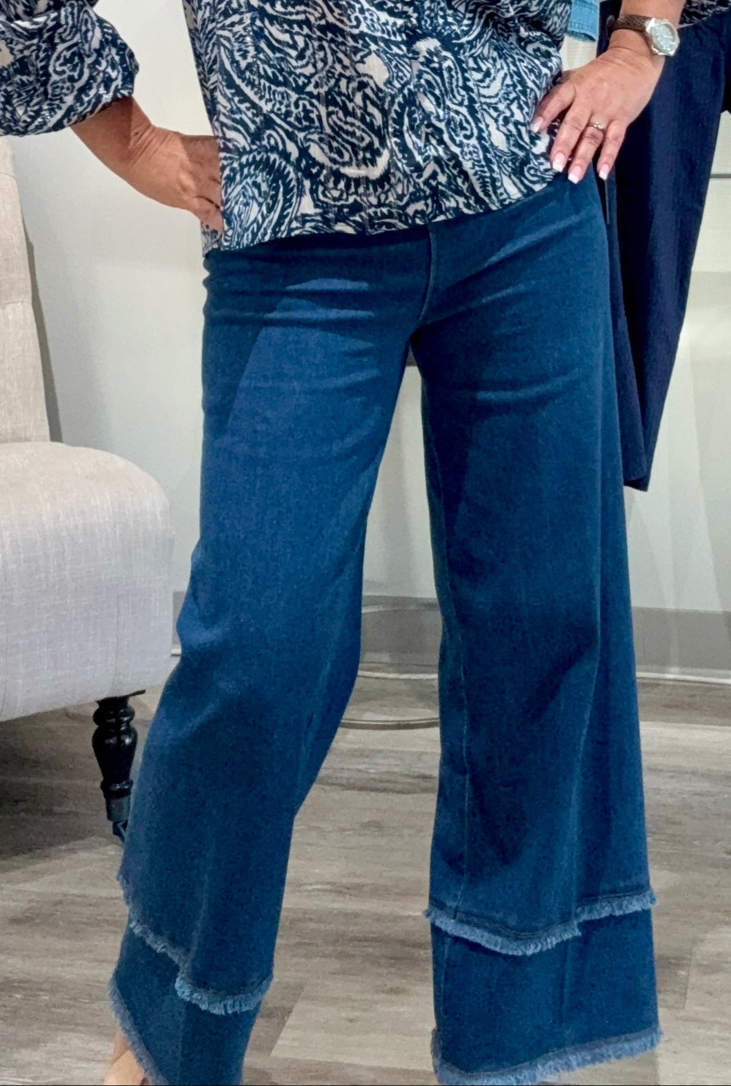 Fringe High Waist Wide Leg Crop