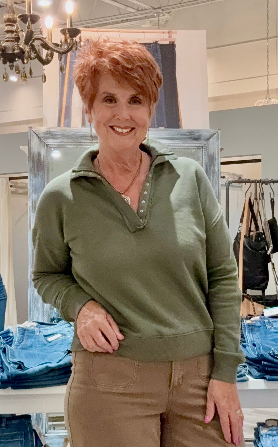 Half Snap Button Pullover Sweater