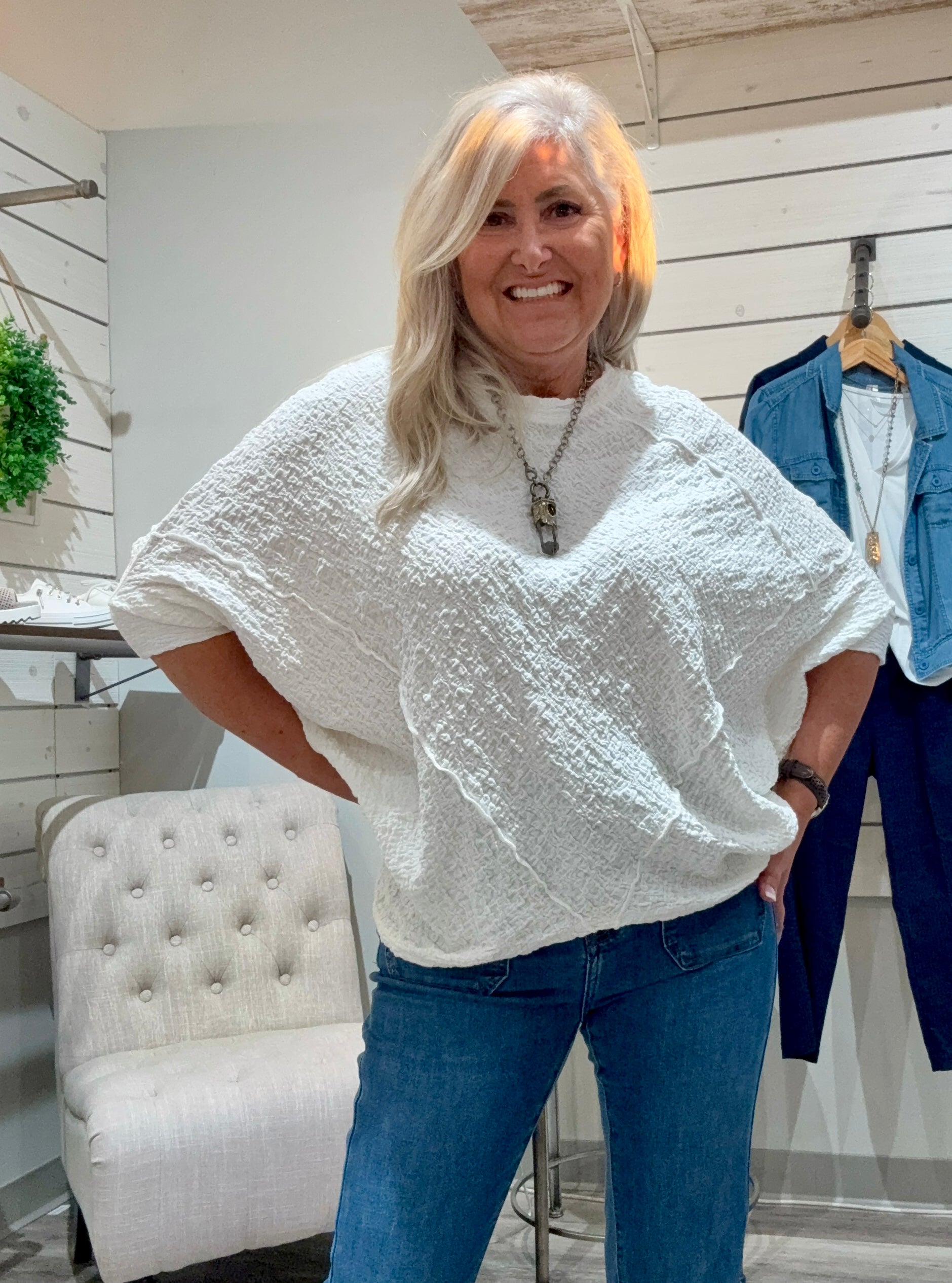 Textured Cotton Mix Top