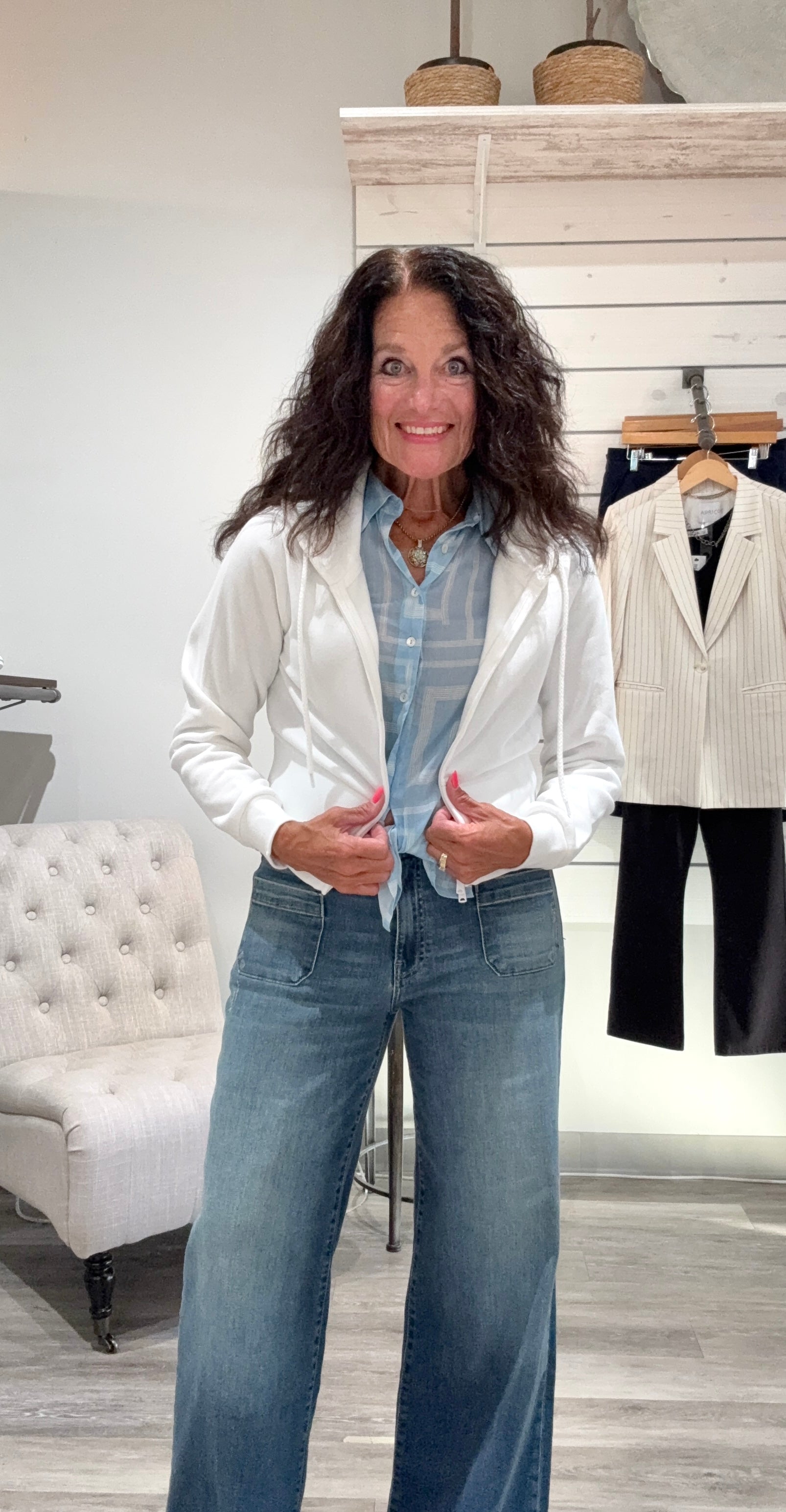 Meg High-Rise Wide Leg Jeans with Patch Pockets