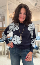 Long Sleeve Crew Neck Pullover Floral Print Sweater