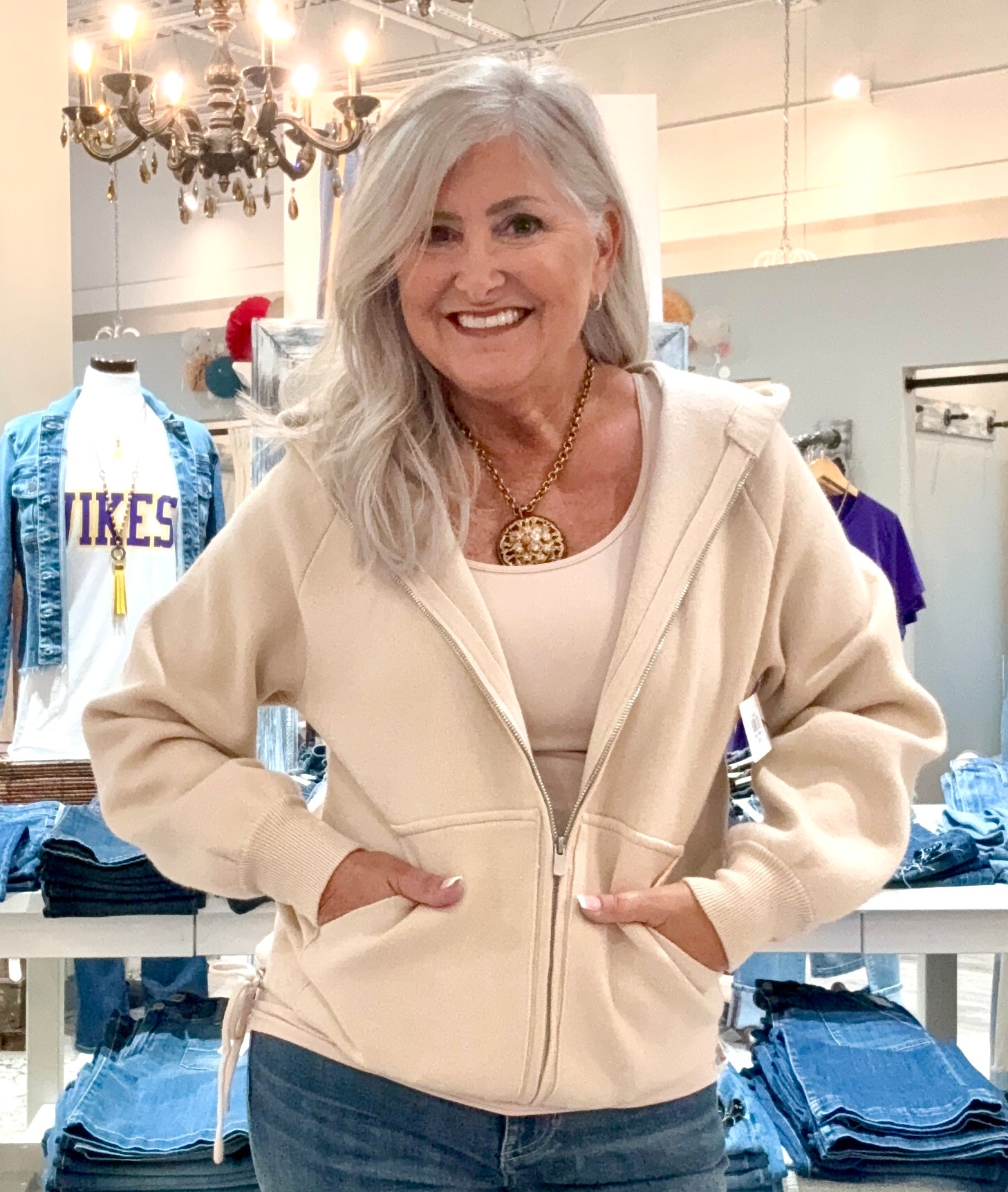 Oversized Zip Up Sweater Jacket with Hood and Pockets