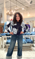 Long Sleeve Crew Neck Pullover Floral Print Sweater