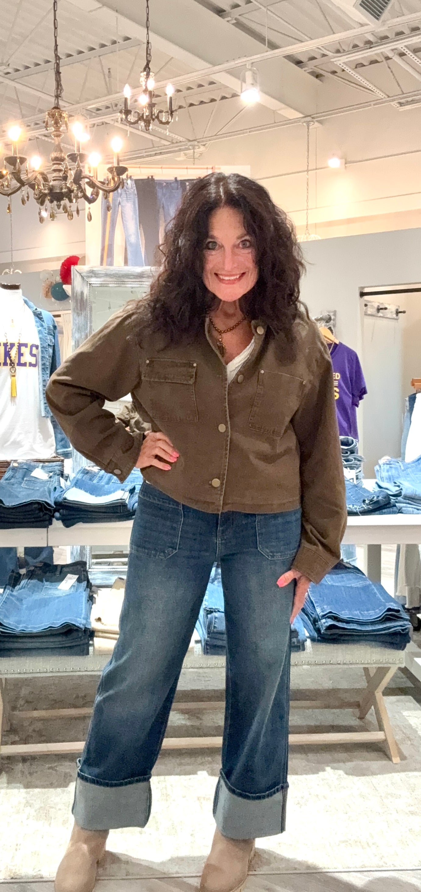 Jacket with Leather Trim