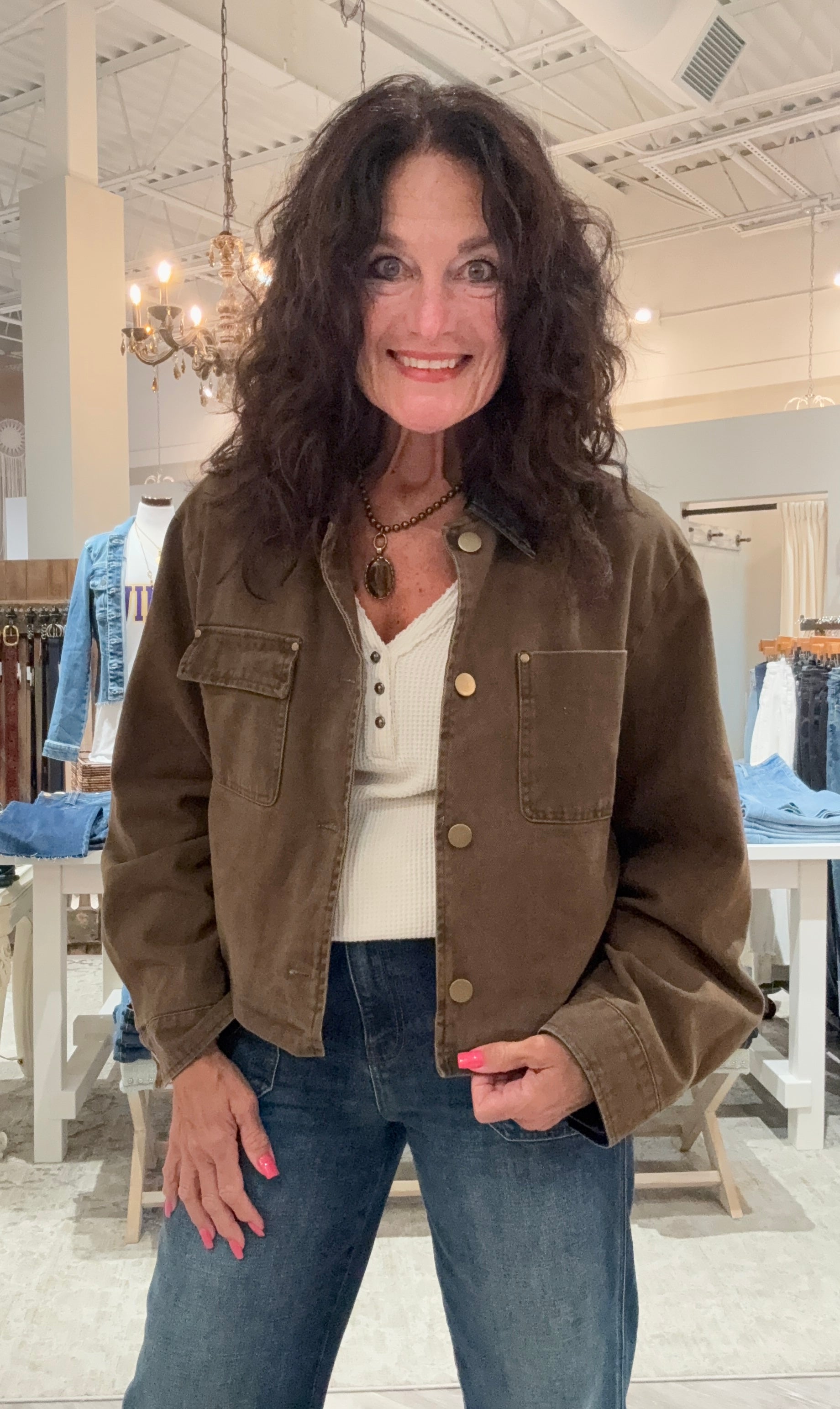Jacket with Leather Trim
