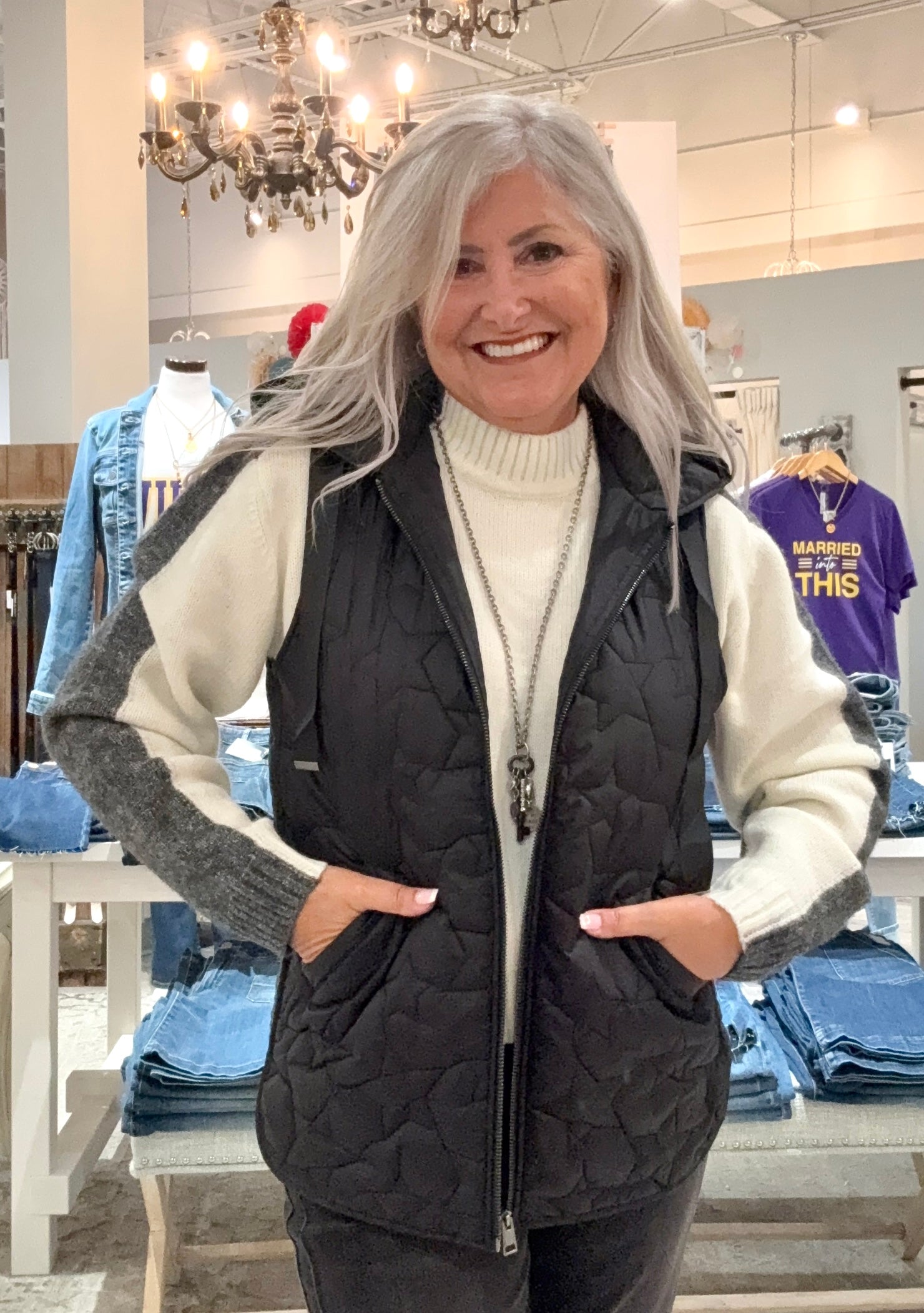 Star Quilted Short Vest