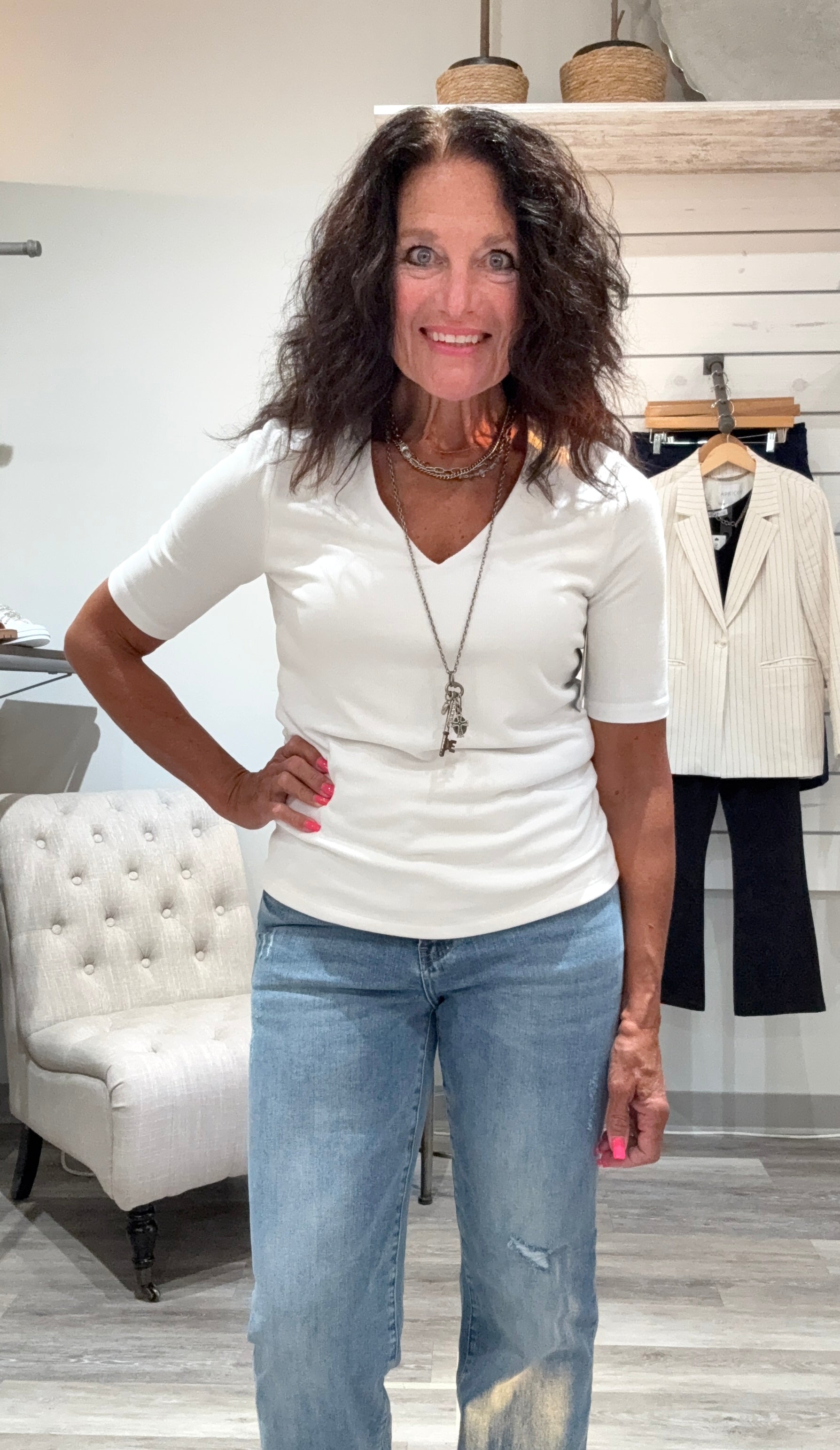 Double Layer Vneck- cream