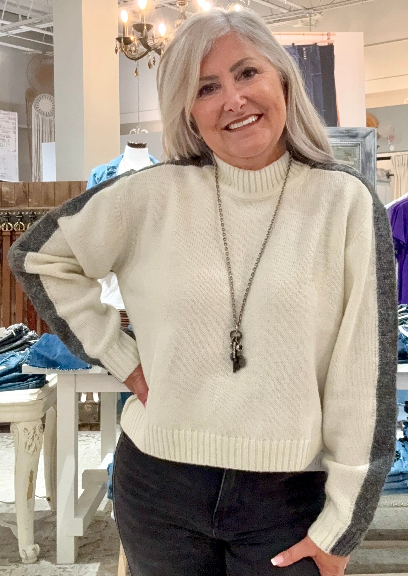 Colorblock Crew Neck Sweater