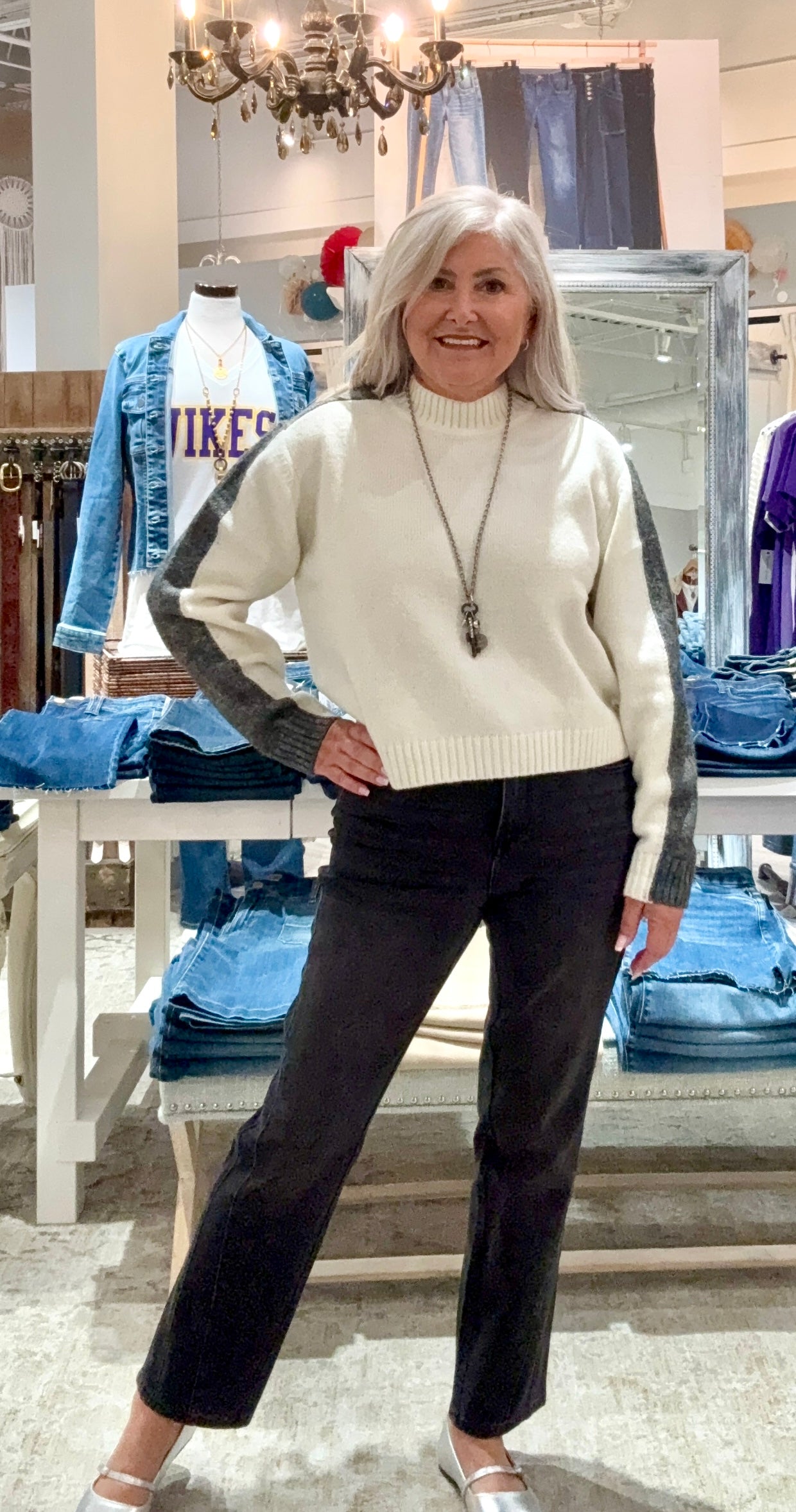 Colorblock Crew Neck Sweater