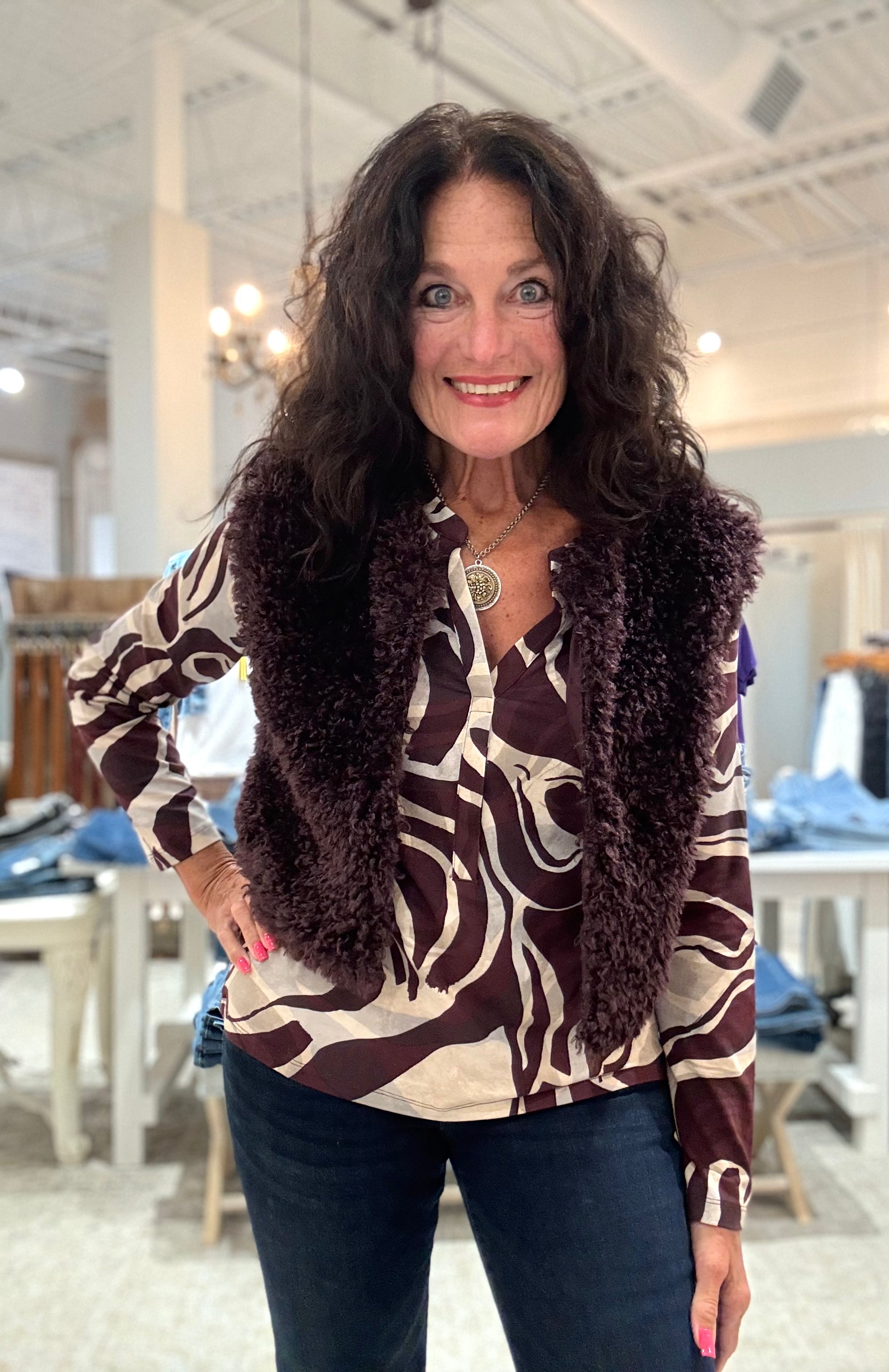 Caroline Short Fuzzy Vest