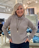 Textured Cowl Neck Knit Sweater