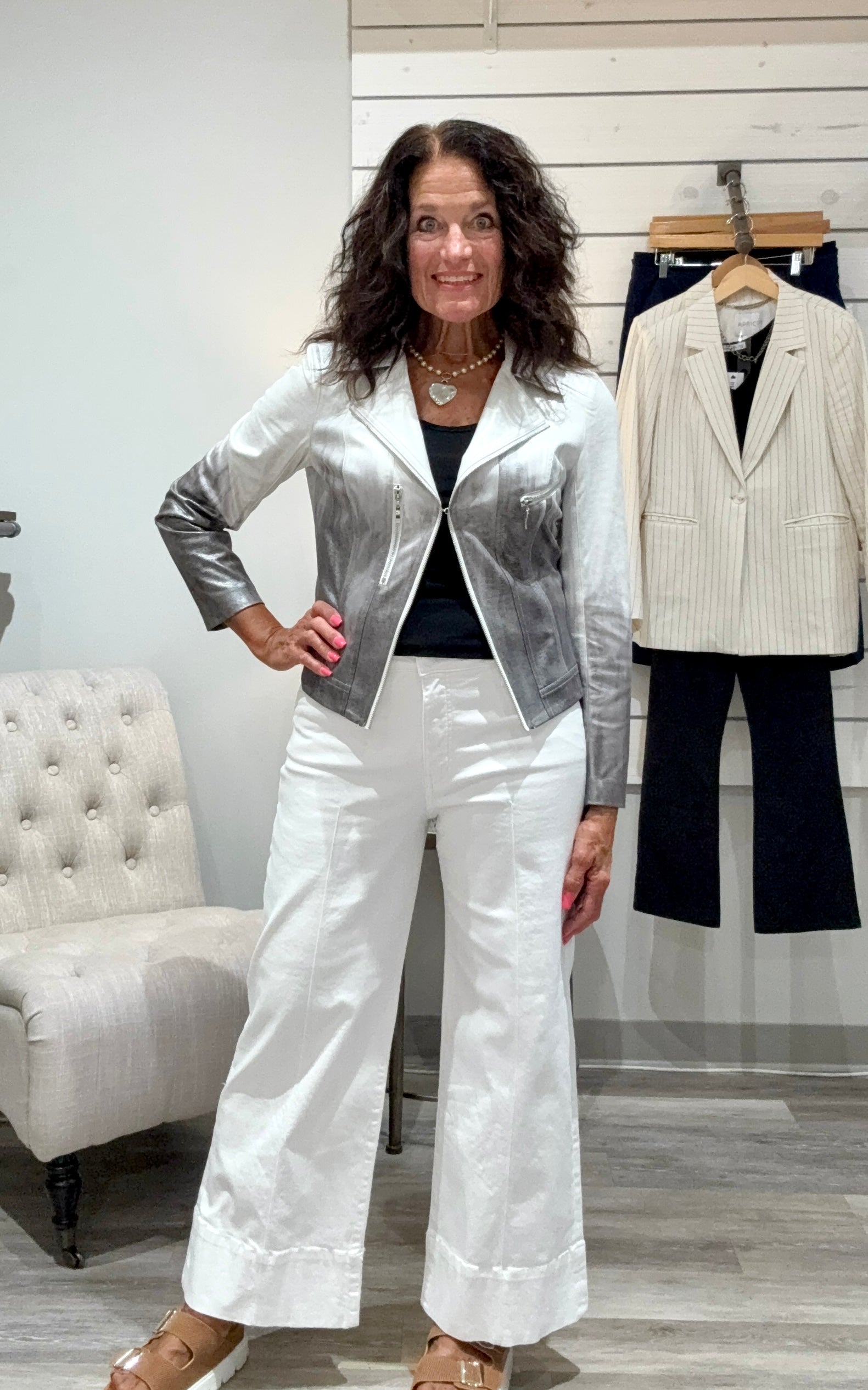 Meg High Rise Pintuck- white