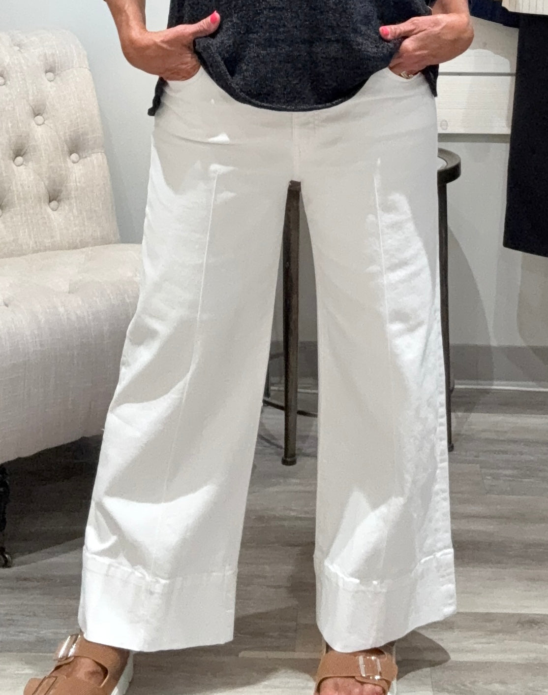 Meg High Rise Pintuck- white