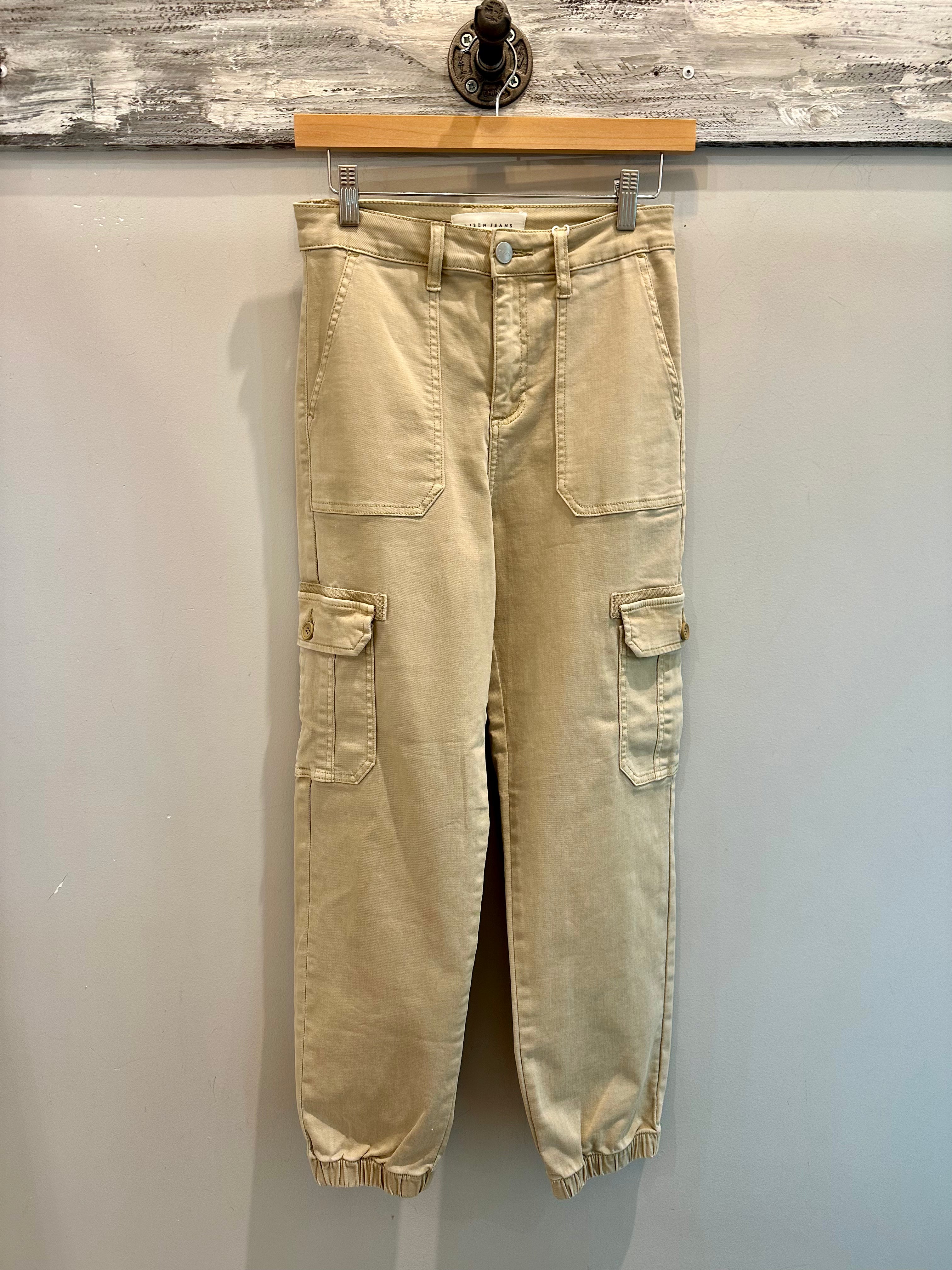 Risen High Rise Crop Cargo Jogger- Stone