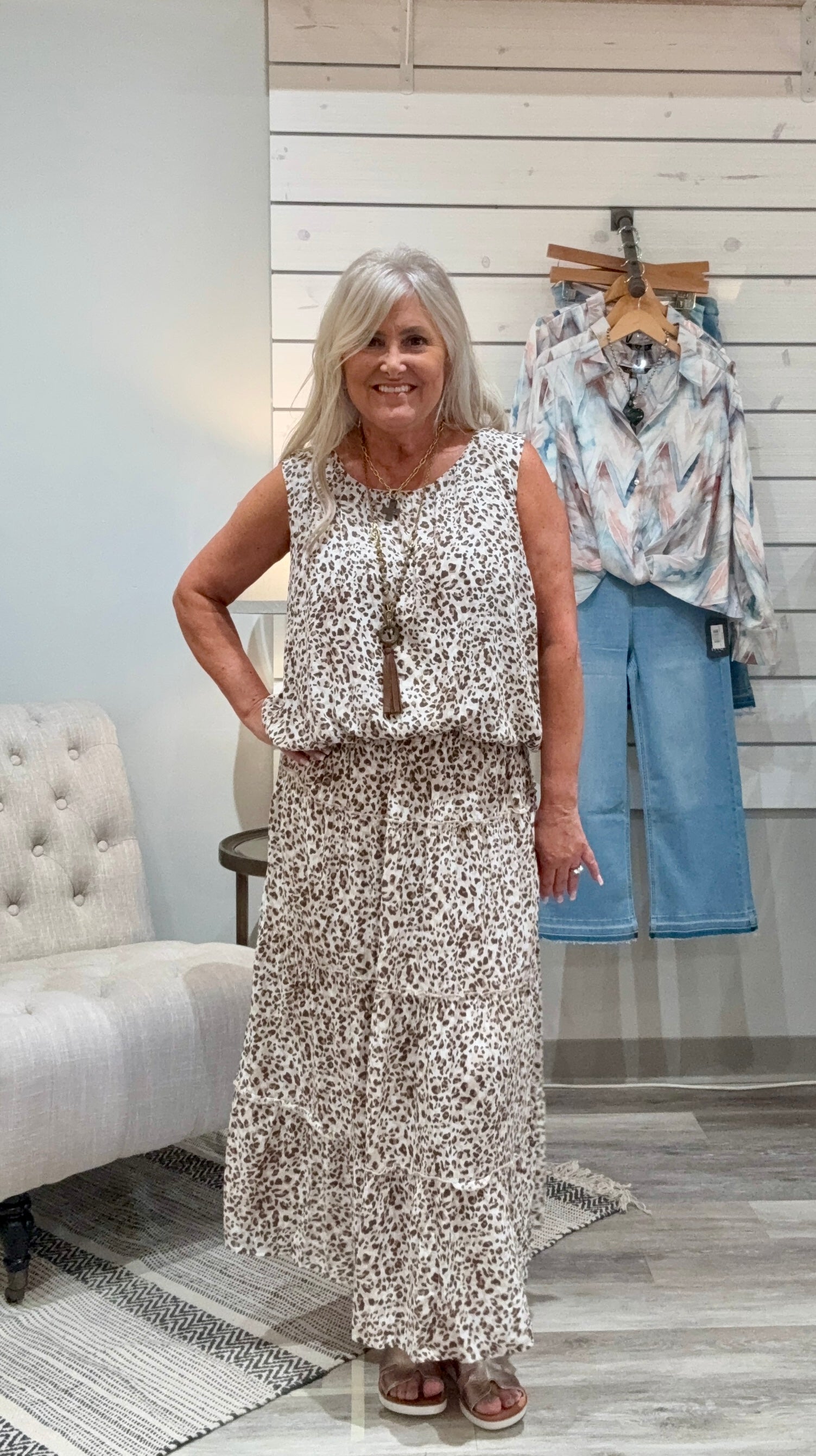 Crepon Cheetah Print Sharon Top