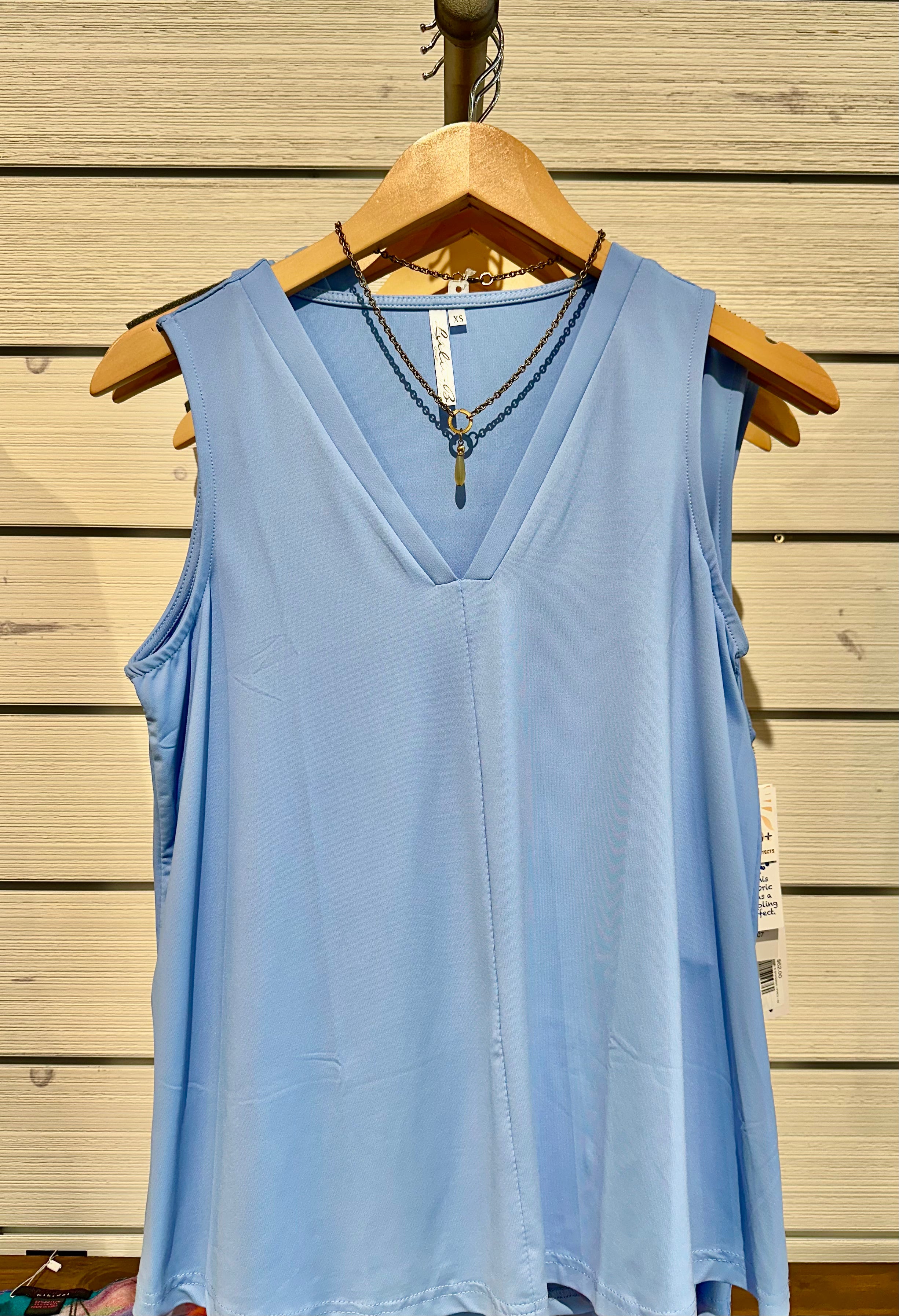 Sleeveless V-neck Top Lulu B SPX5080S- PWCL