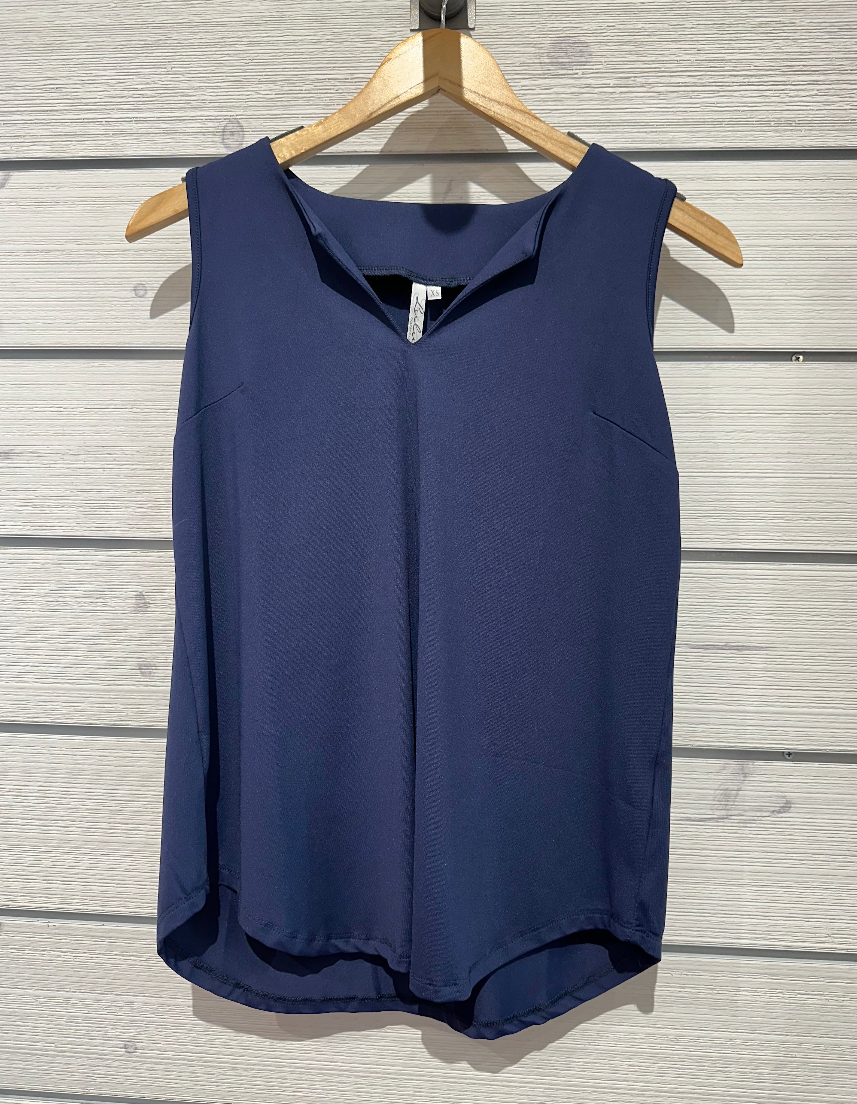 Sleeveless Keyhole Top Lulu B- Navy