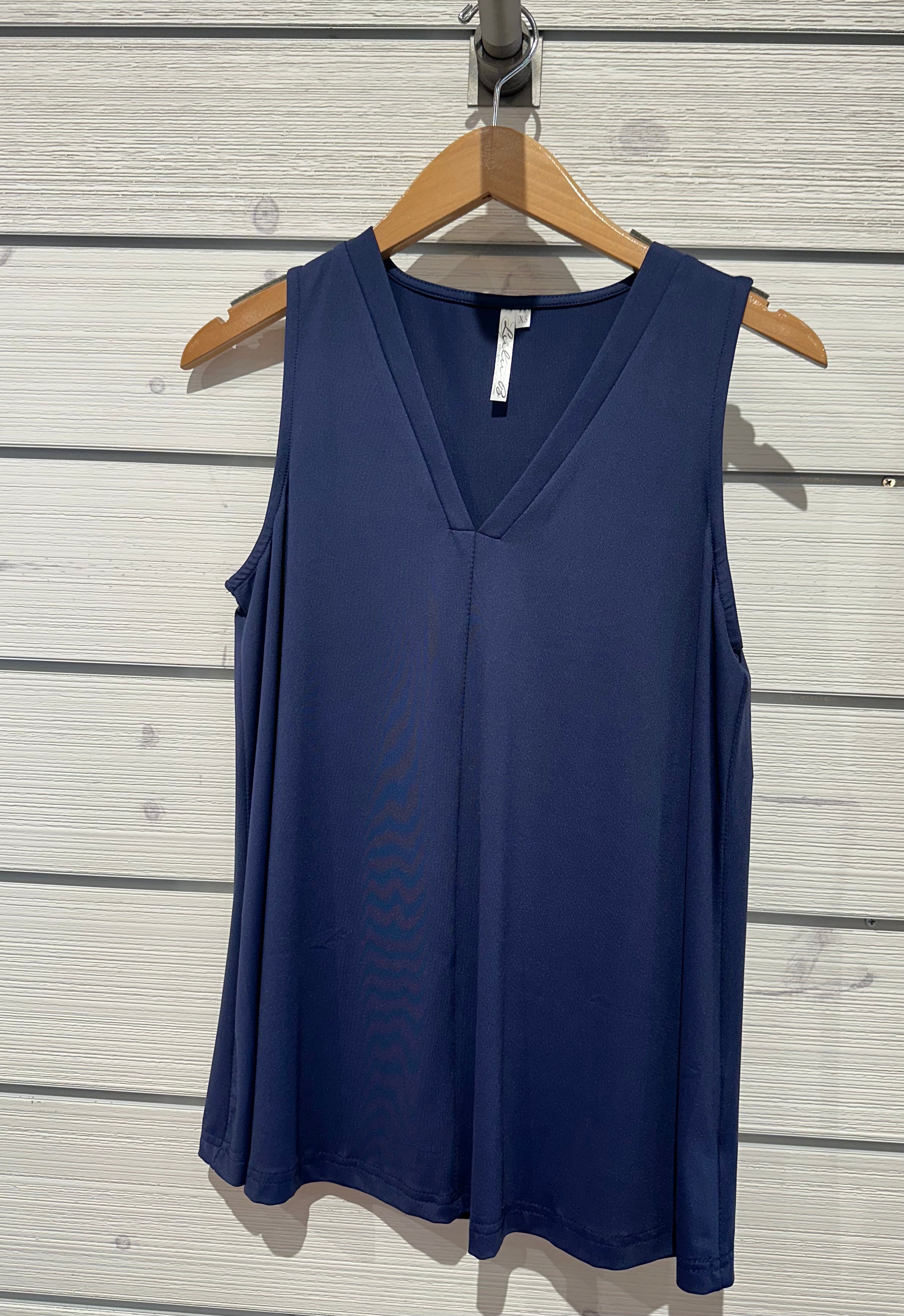 Sleeveless V-neck Top Lulu B SPX5080S- Navy
