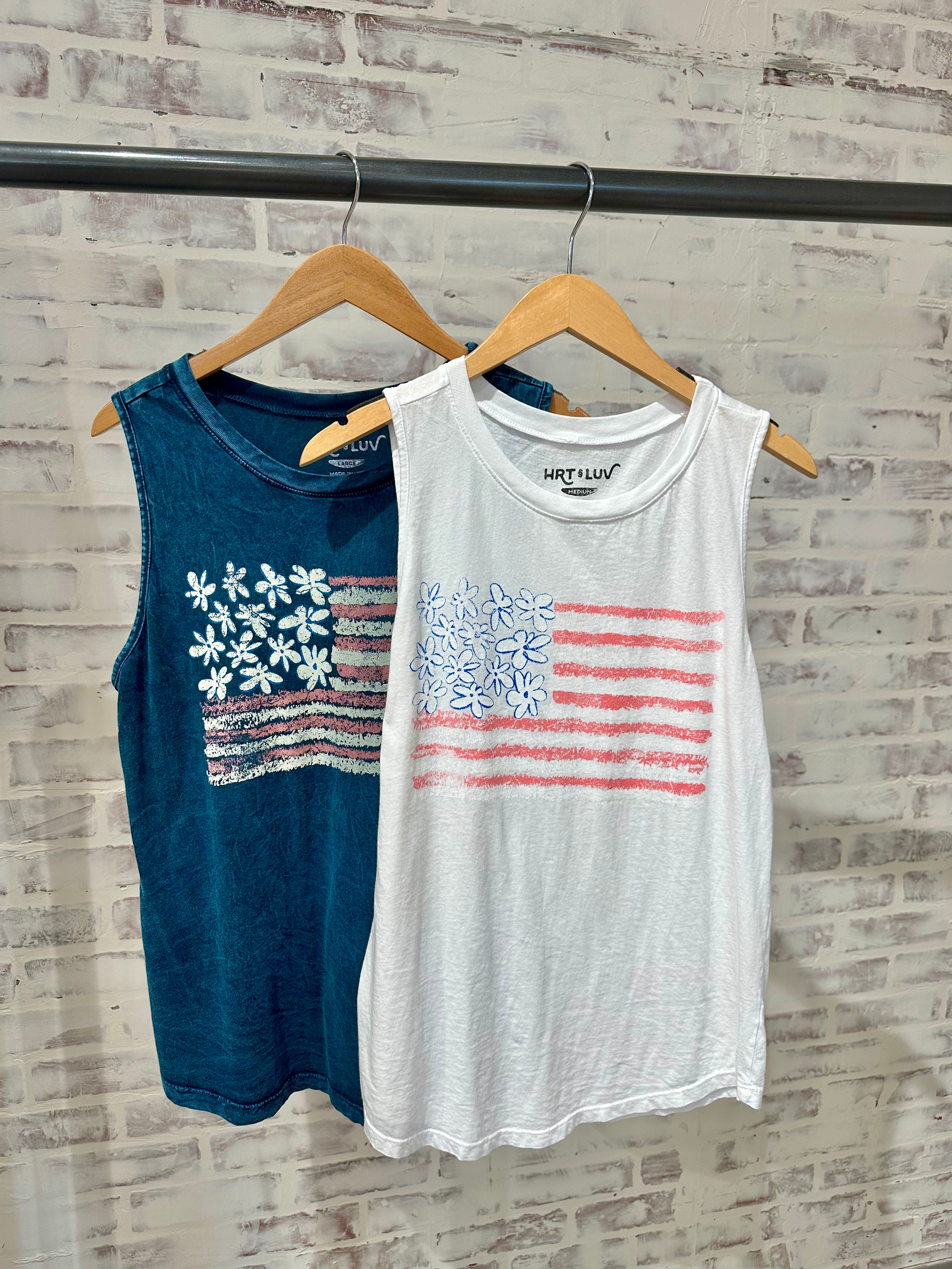 American Flag Mineral Wash Graphic Tank