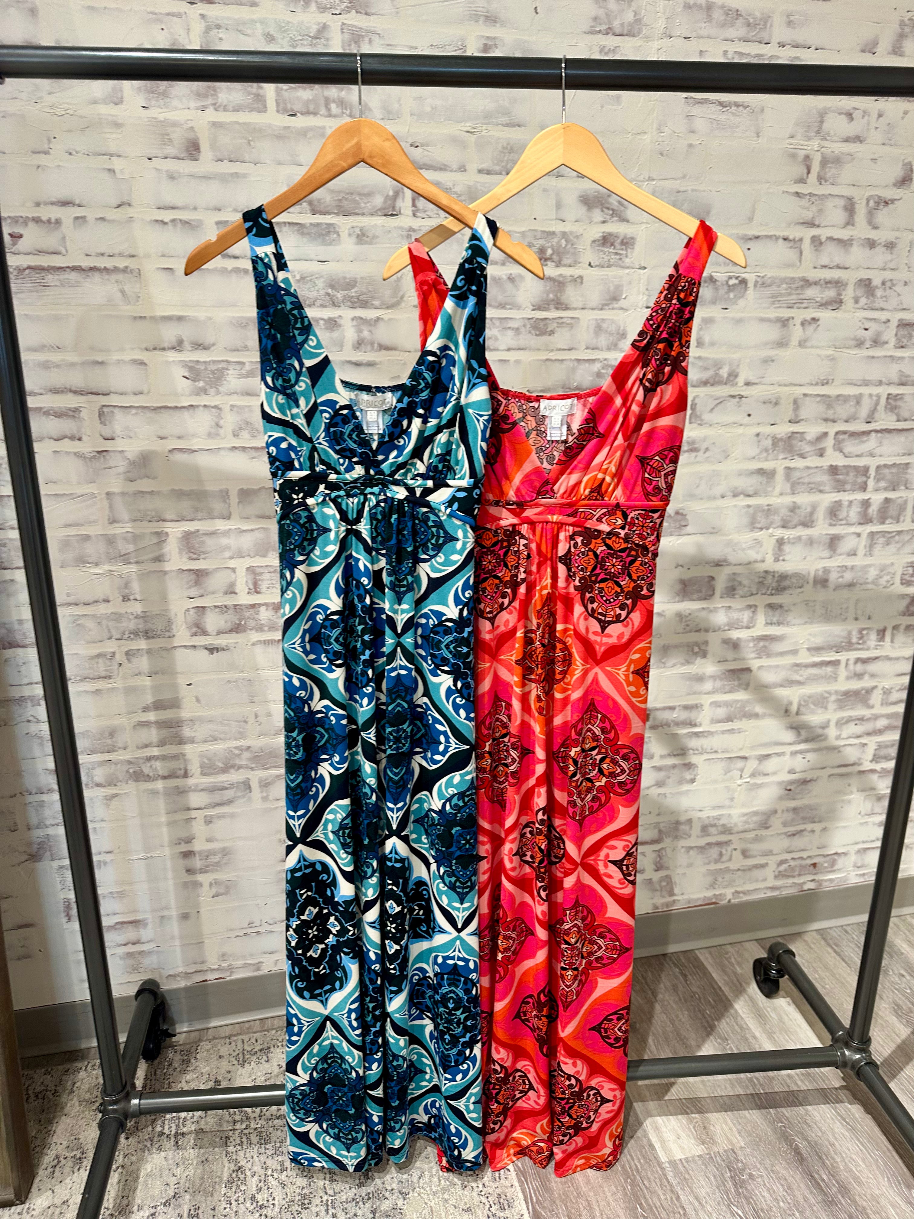 Bold Tile Cami Maxi Dress- Red